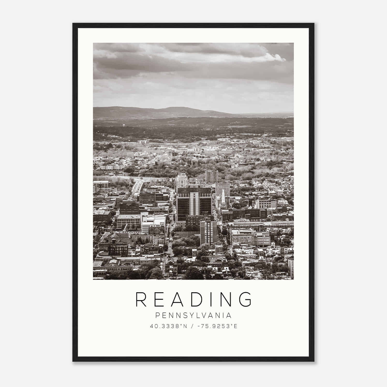 Reading Pennsylvania Photo Travel Poster BW, Reading Travel Print, Minimalist Travel Print Reading Pennsylvania Photo Travel Poster BW, Reading Travel Print, Minimalist Travel Print