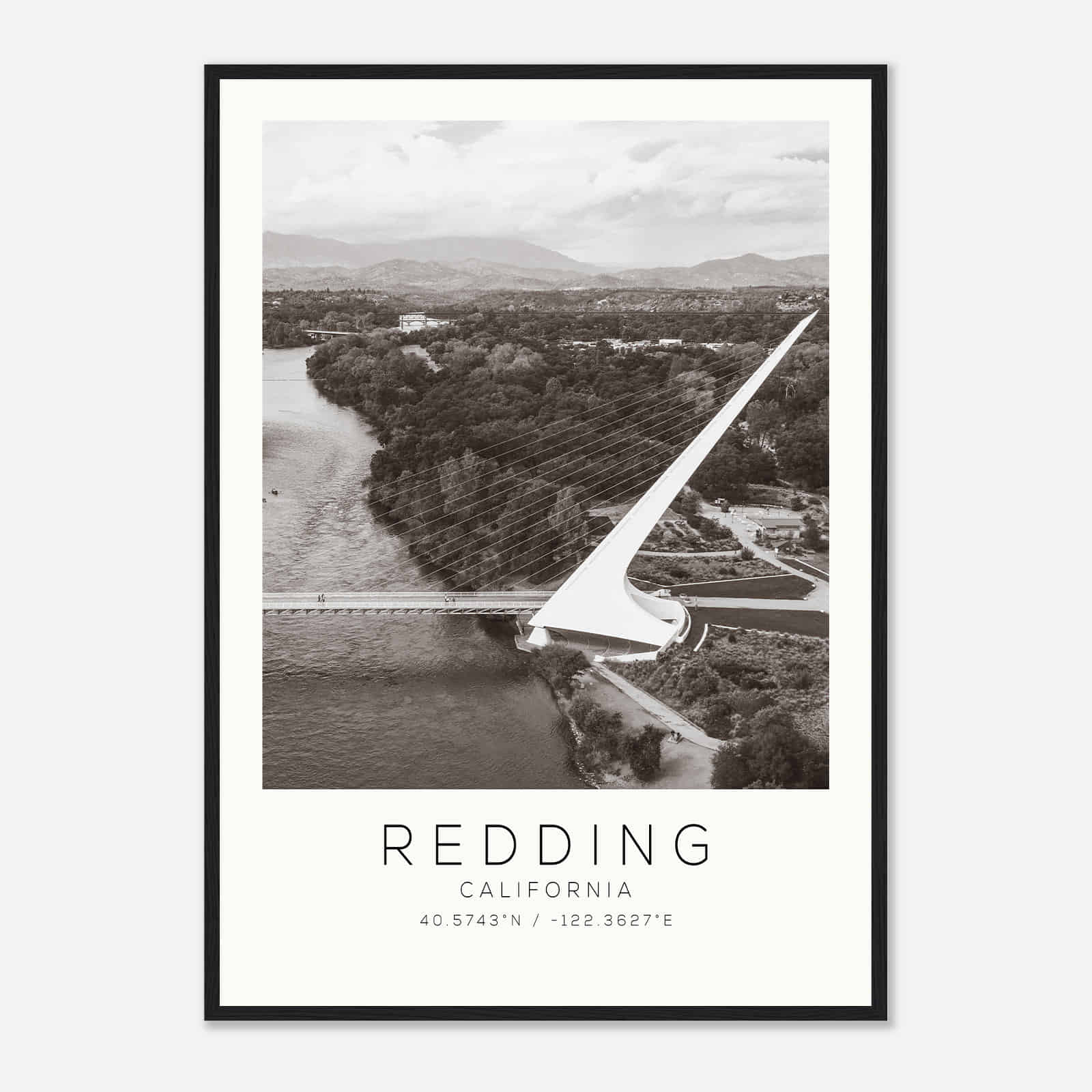 Redding California Photo Travel Poster BW, Redding Travel Print, Minimalist Travel Print Redding California Photo Travel Poster BW, Redding Travel Print, Minimalist Travel Print