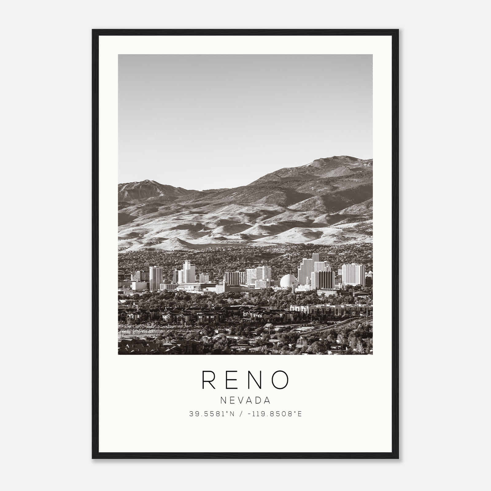 Reno Nevada Photo Travel Poster BW, Reno Travel Print, Minimalist Travel Print DS3 Reno Nevada Photo Travel Poster BW, Reno Travel Print, Minimalist Travel Print DS3