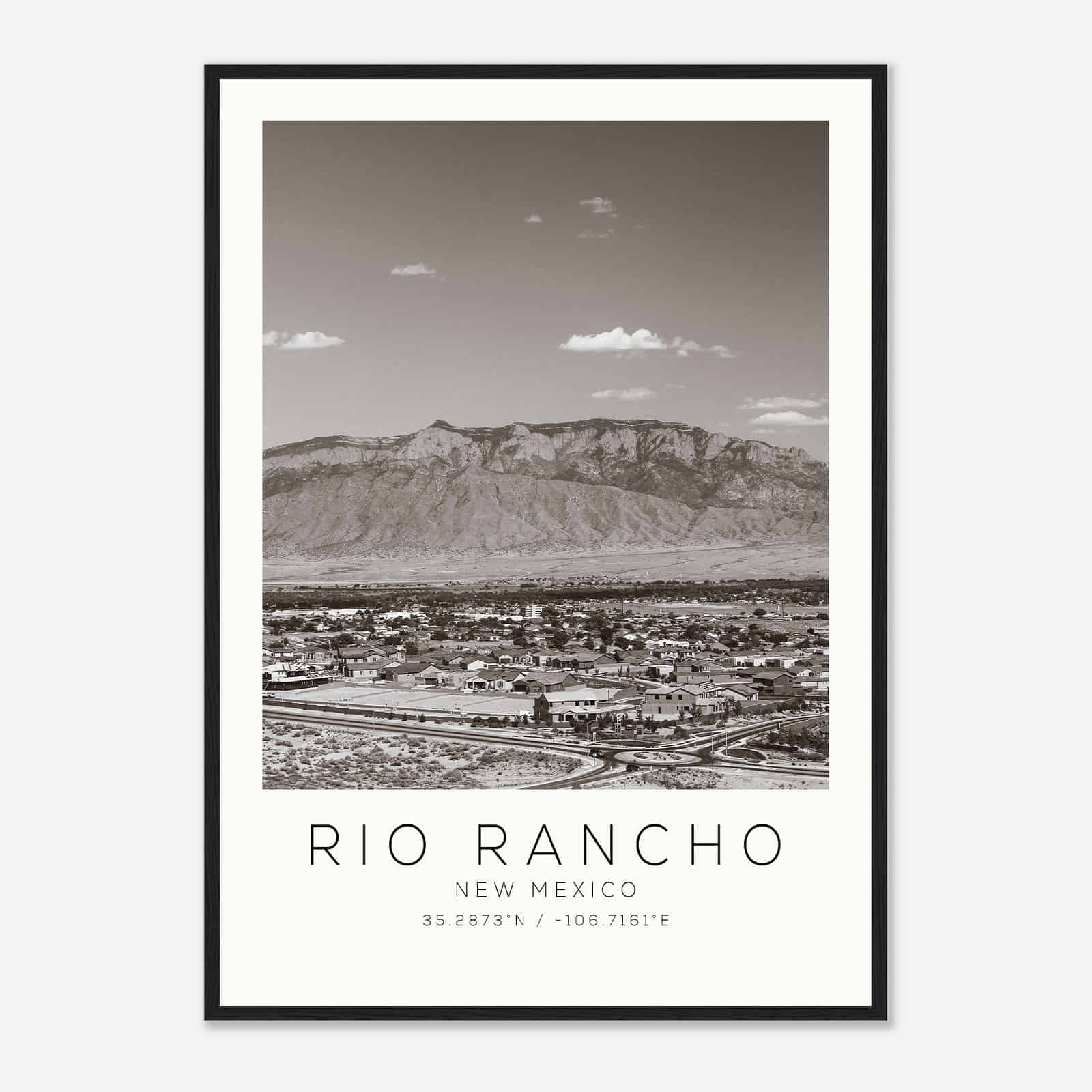 Rio Rancho New Mexico Photo Travel Poster BW, Rio Rancho Travel Print, Minimalist Travel Print DS2