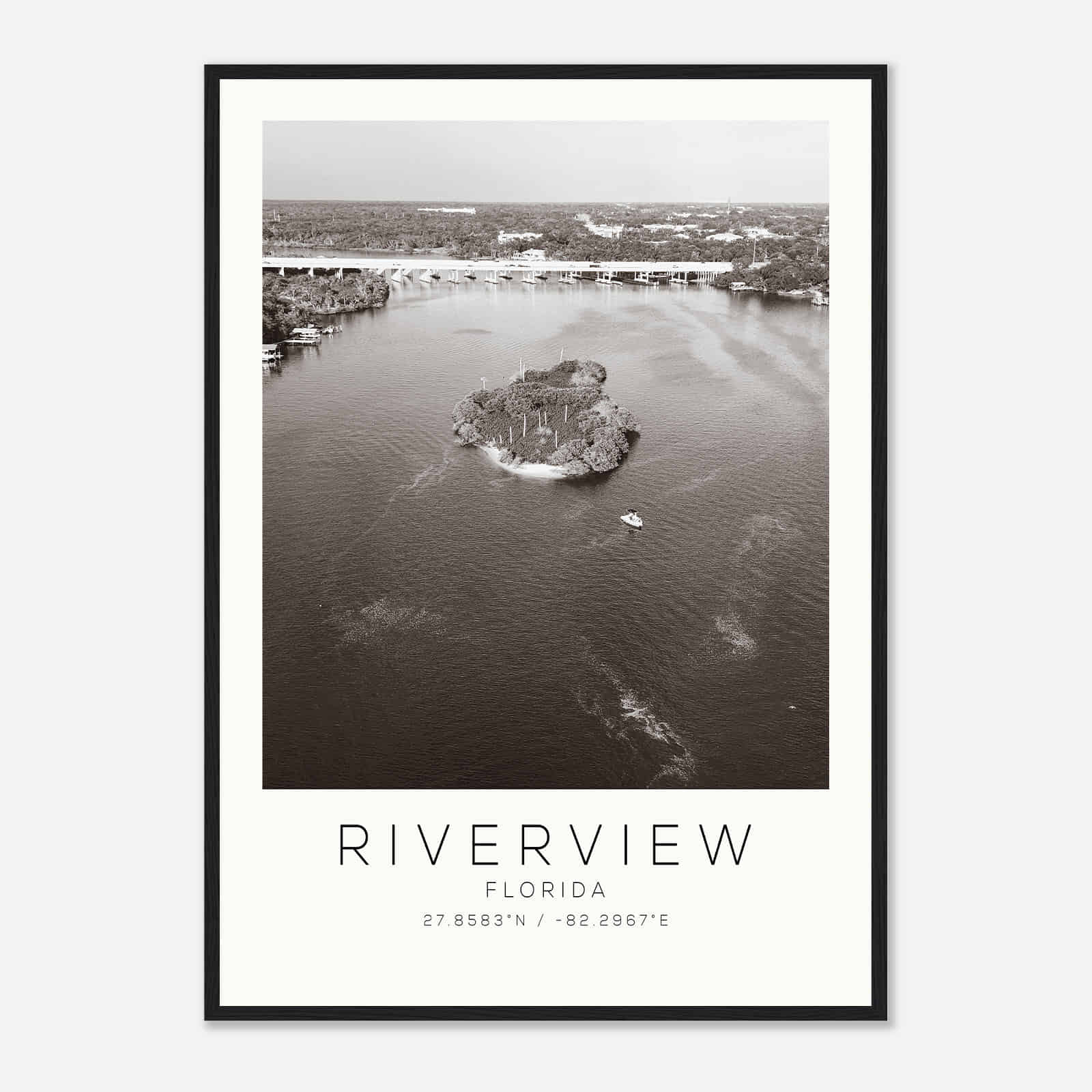 Riverview Florida Photo Travel Poster BW, Riverview Travel Print, Minimalist Travel Print Riverview Florida Photo Travel Poster BW, Riverview Travel Print, Minimalist Travel Print