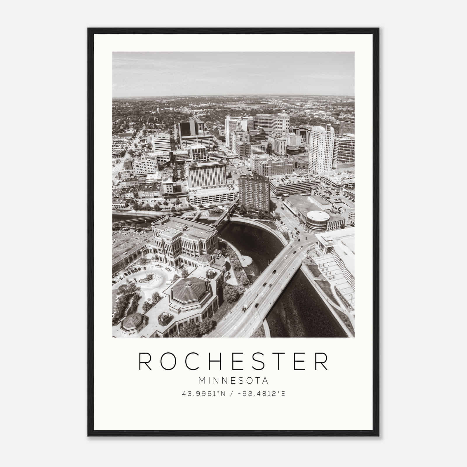 Rochester New York Photo Travel Poster BW, Rochester New York Travel Print, Minimalist Travel Print DS1