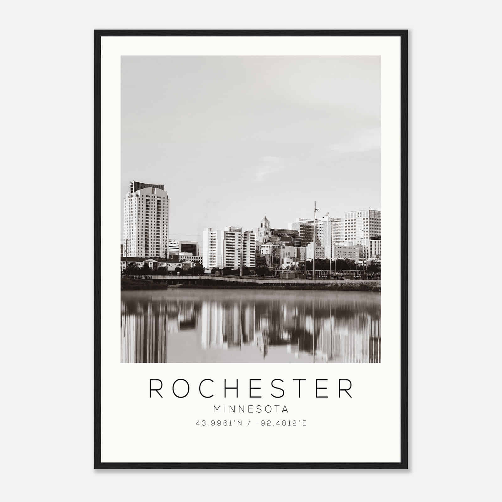 Rochester Minnesota Photo Travel Poster BW, Rochester Travel Print, Minimalist Travel Print DS2