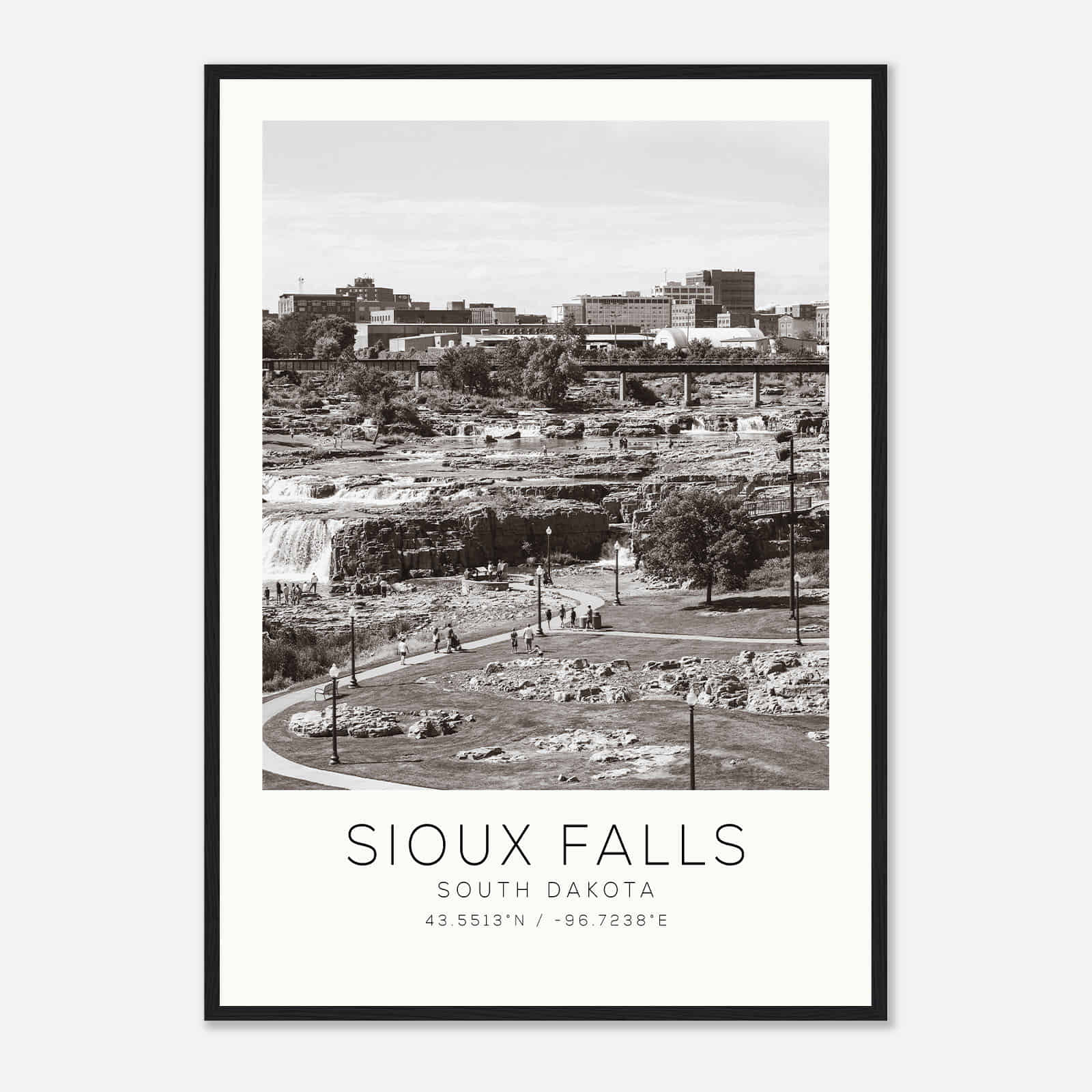 Sioux Falls South Dakota Photo Travel Poster BW, Sioux Falls Travel Print, Minimalist Travel Print