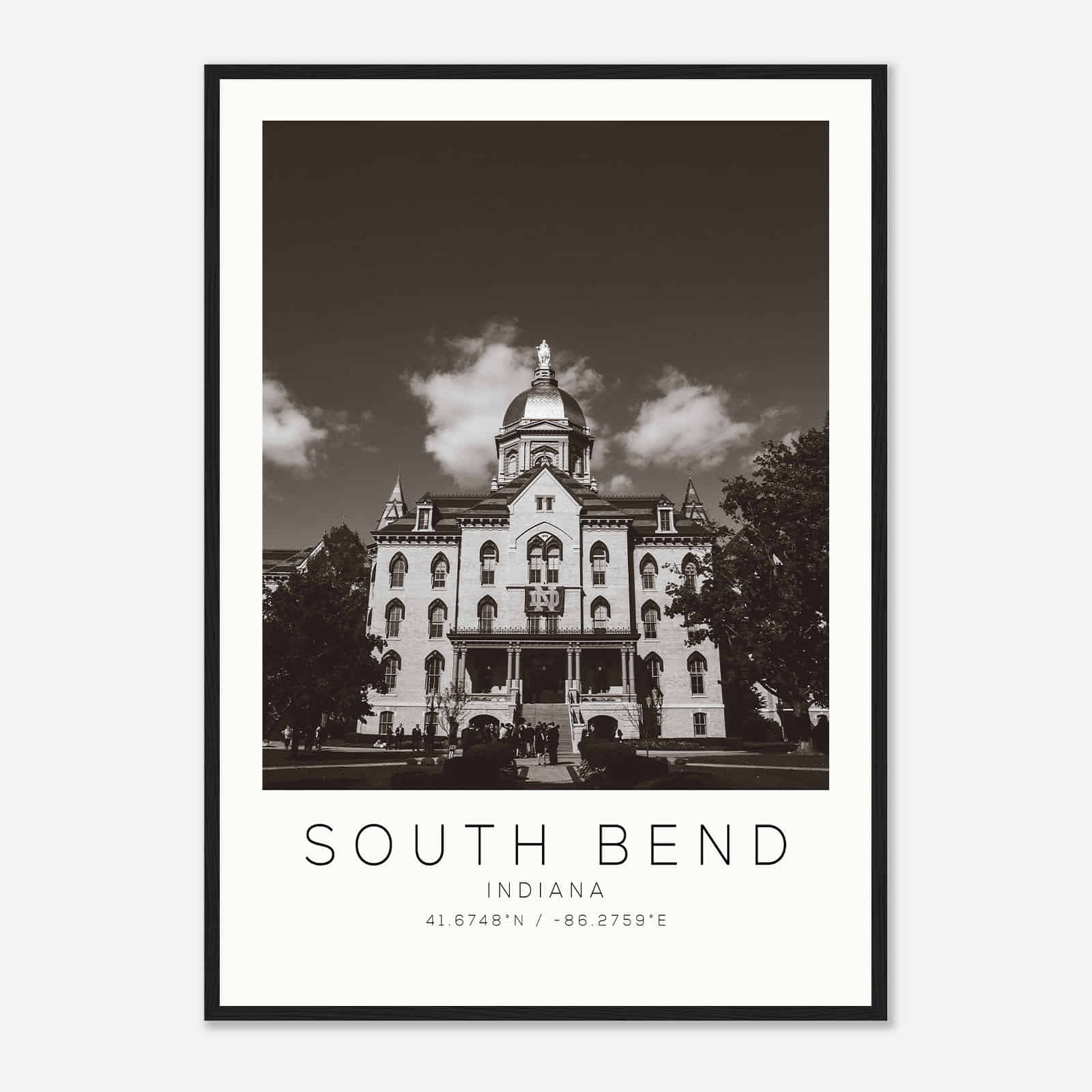 South Bend Indiana Photo Travel Poster BW, South Bend Travel Print, Minimalist Travel Print DS1 South Bend Indiana Photo Travel Poster BW, South Bend Travel Print, Minimalist Travel Print DS1