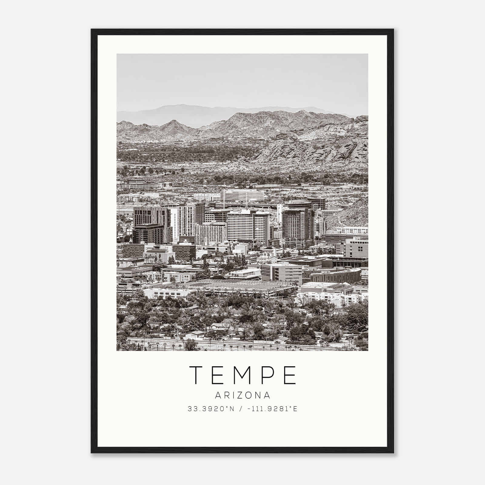 Tempe Arizona Photo Travel Poster BW, Tempe Travel Print, Minimalist Travel Print