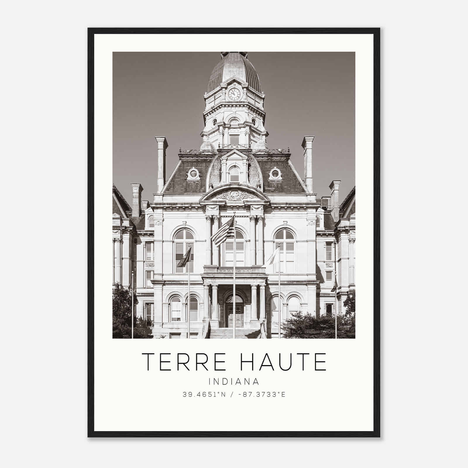 Terre Haute Indiana Photo Travel Poster BW, Terre Haute Travel Print, Minimalist Travel Print Terre Haute Indiana Photo Travel Poster BW, Terre Haute Travel Print, Minimalist Travel Print