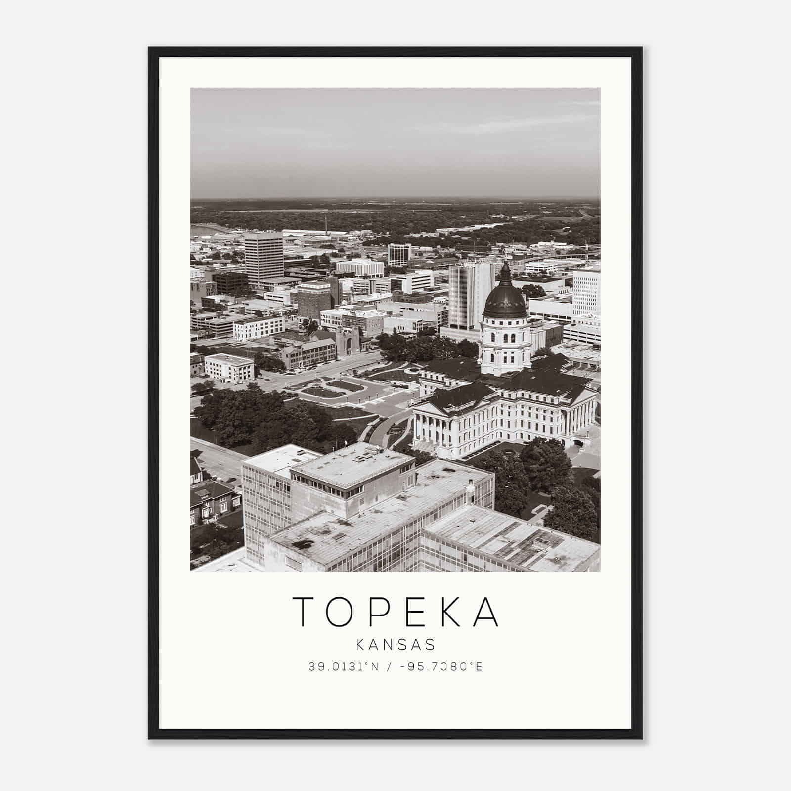 Topeka Kansas Photo Travel Poster BW, Topeka Travel Print, Minimalist Travel Print Topeka Kansas Photo Travel Poster BW, Topeka Travel Print, Minimalist Travel Print