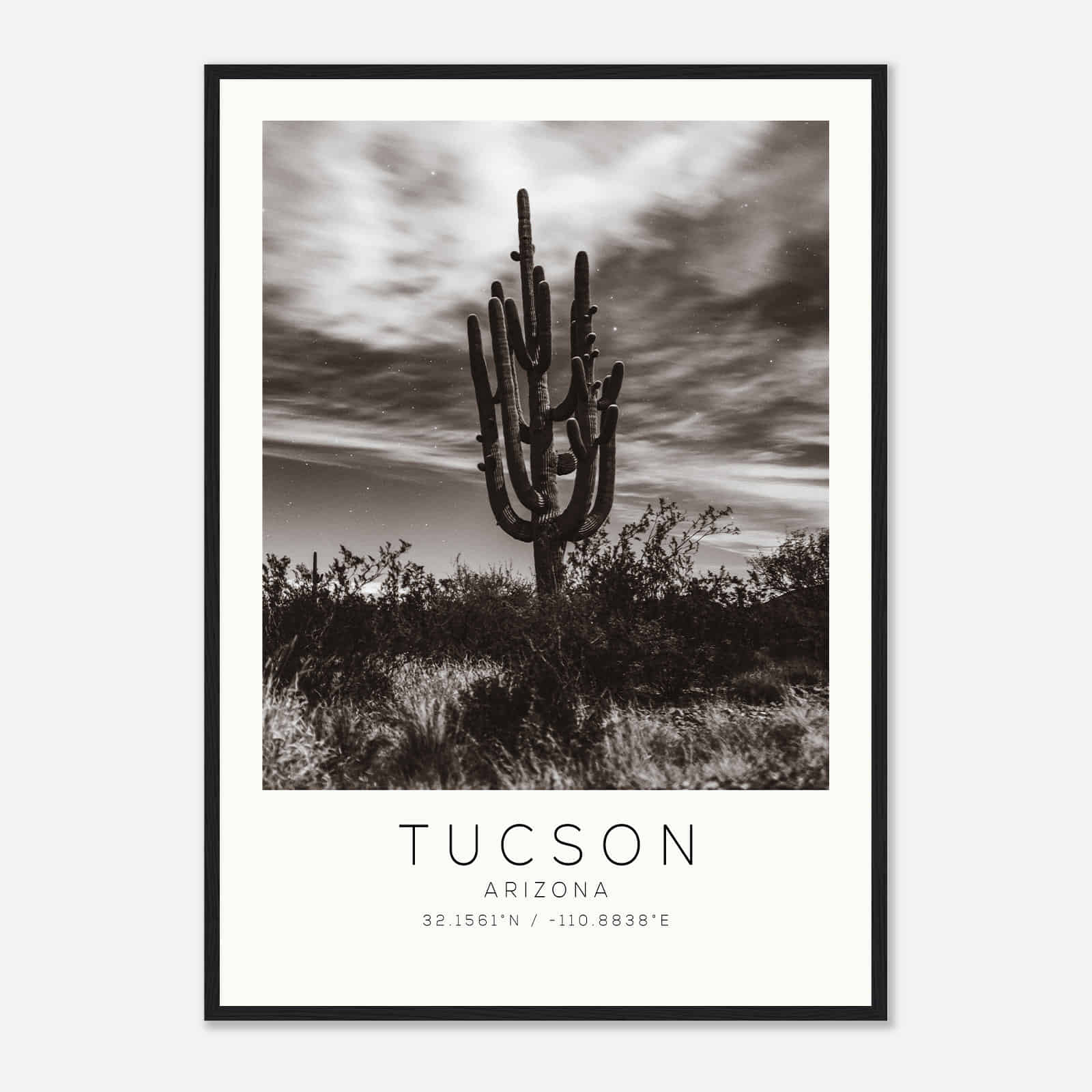 Tucson Arizona DS2 Photo Travel Poster BW, Tucson Arizona Travel Print, Minimalist Travel Print
