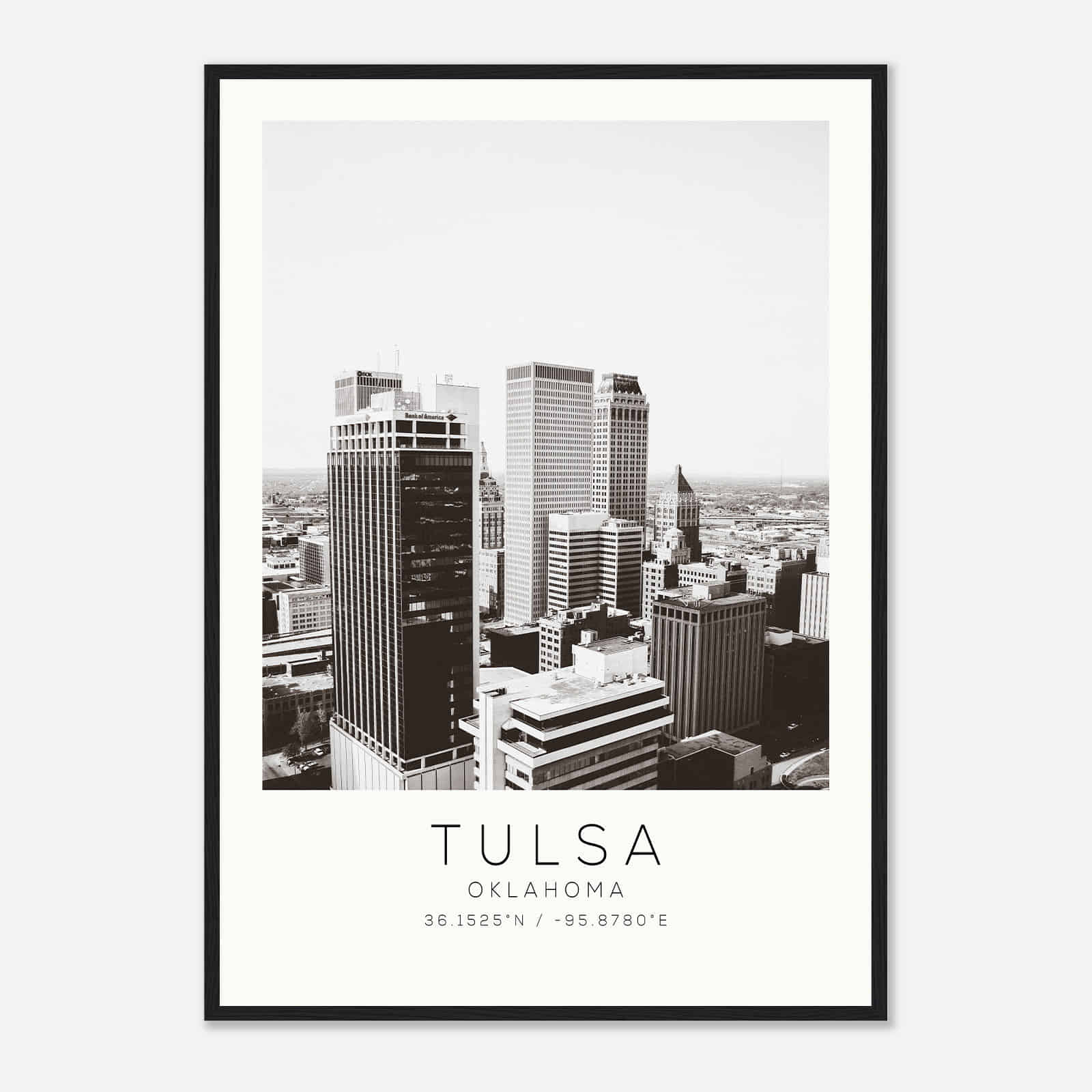 Tulsa Oklahoma Photo Travel Poster BW, Tulsa Oklahoma Travel Print, Minimalist Travel Print DS2