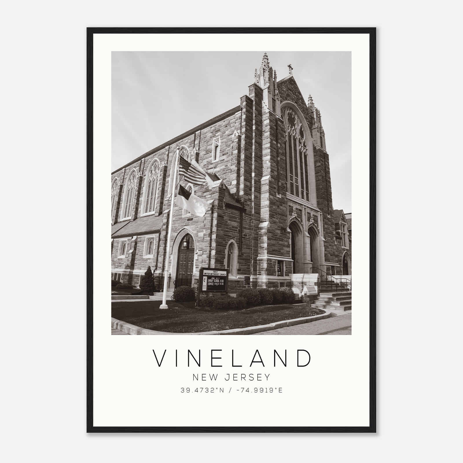 Vineland New Jersey Photo Travel Poster BW, Vineland Travel Print, Minimalist Travel Print Vineland New Jersey Photo Travel Poster BW, Vineland Travel Print, Minimalist Travel Print