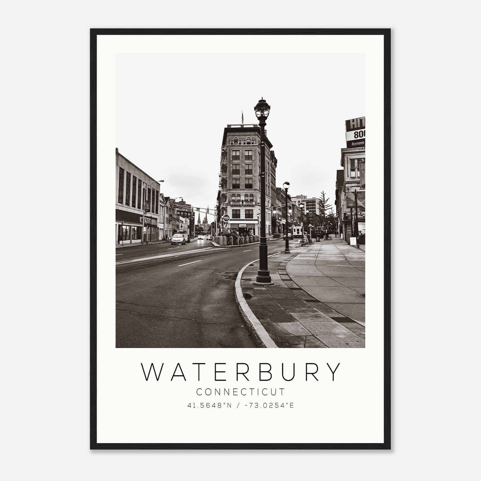 Waterbury Connecticut Photo Travel Poster BW, Waterbury Travel Print, Minimalist Travel Print