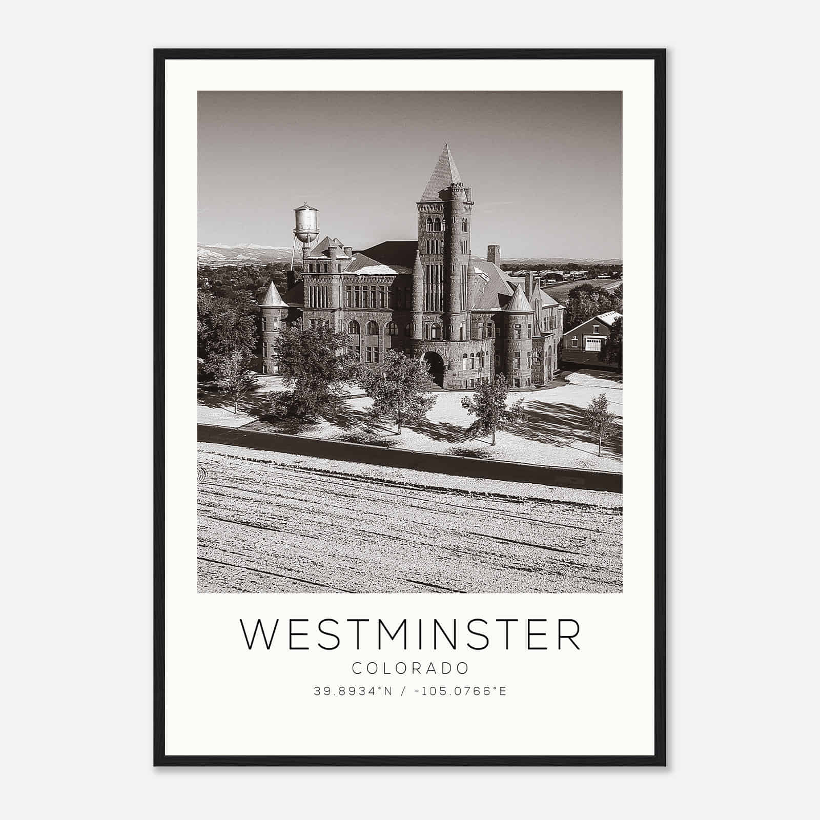 Westminster Colorado Photo Travel Poster BW, Westminster Travel Print, Minimalist Travel Print