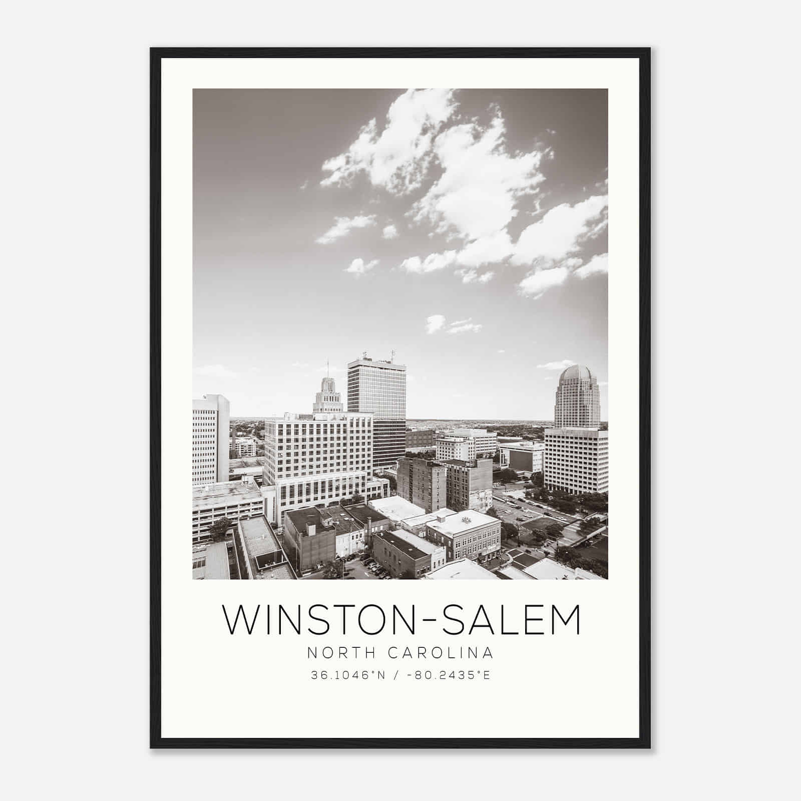 Winston-Salem North Carolina Photo Travel Poster BW, Winston-Salem Travel Print, Minimalist Travel Print DS1