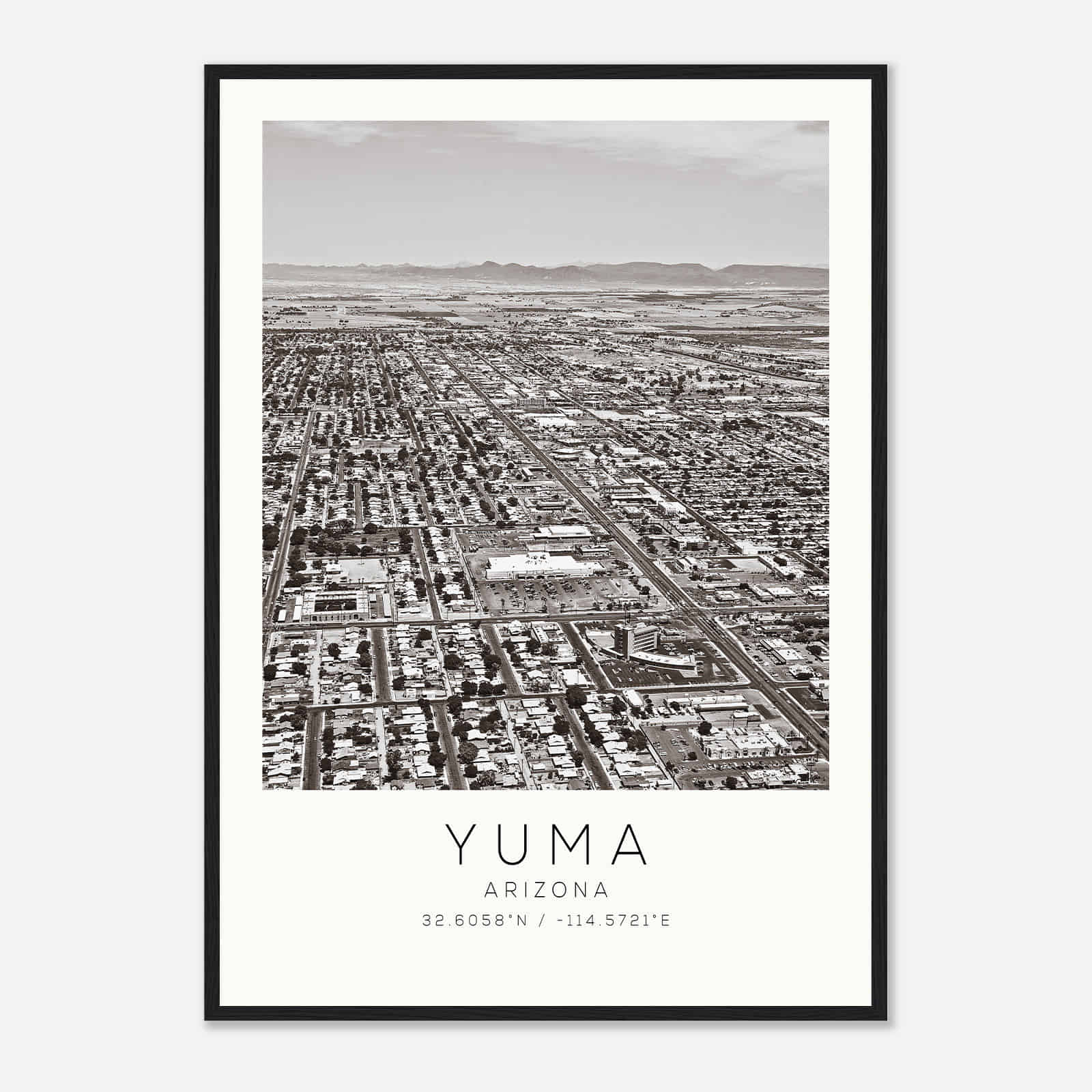 Yuma Arizona Photo Travel Poster BW, Yuma Travel Print, Minimalist Travel Print