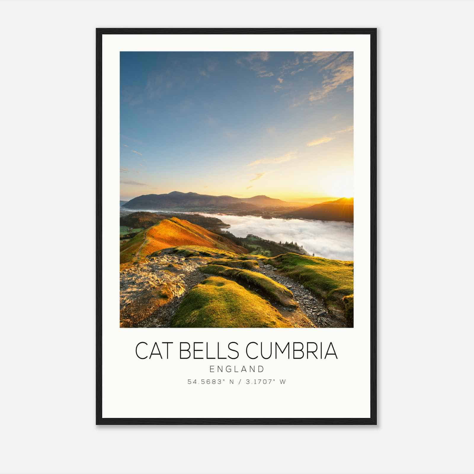 Cat Bells Cumbria England Travel Photo Poster, Cat Bells Cumbria Travel Print, Minimalist Travel Poster Print