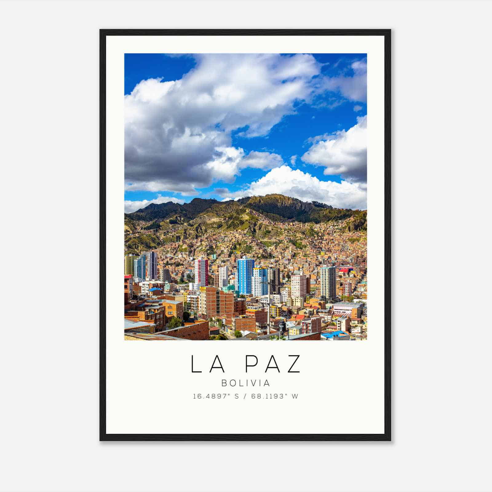 La Paz Bolivia Travel Photo Poster, La Paz Travel Print, Minimalist Travel Poster Print