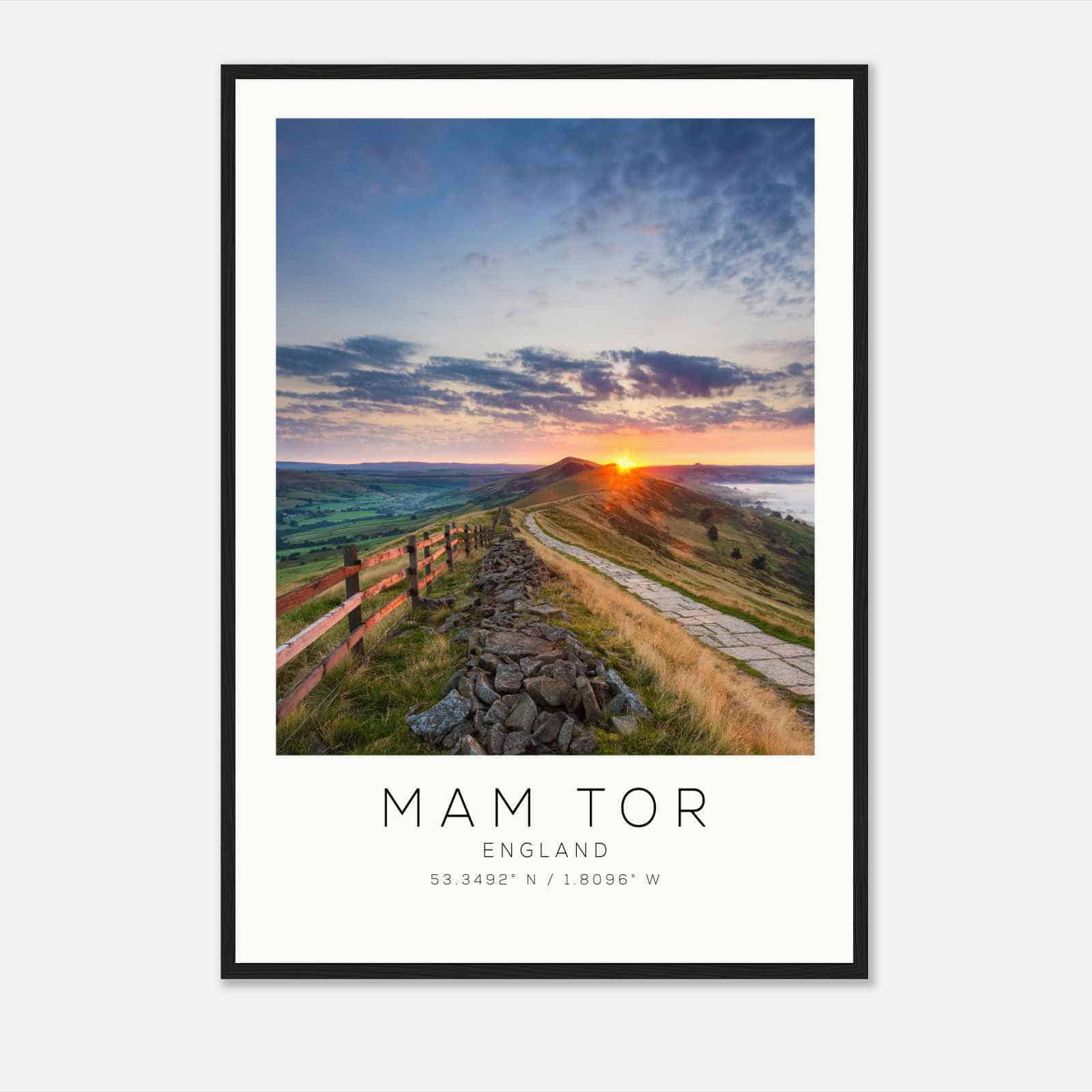 Mam Tor England Travel Photo Poster, Mam Tor Travel Print, Minimalist Travel Poster Print