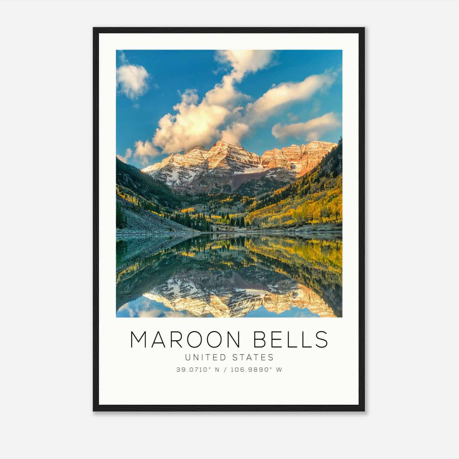 Maroon Bells United States Travel Photo Poster, Maroon Bells Travel Print, Minimalist Travel Poster Print