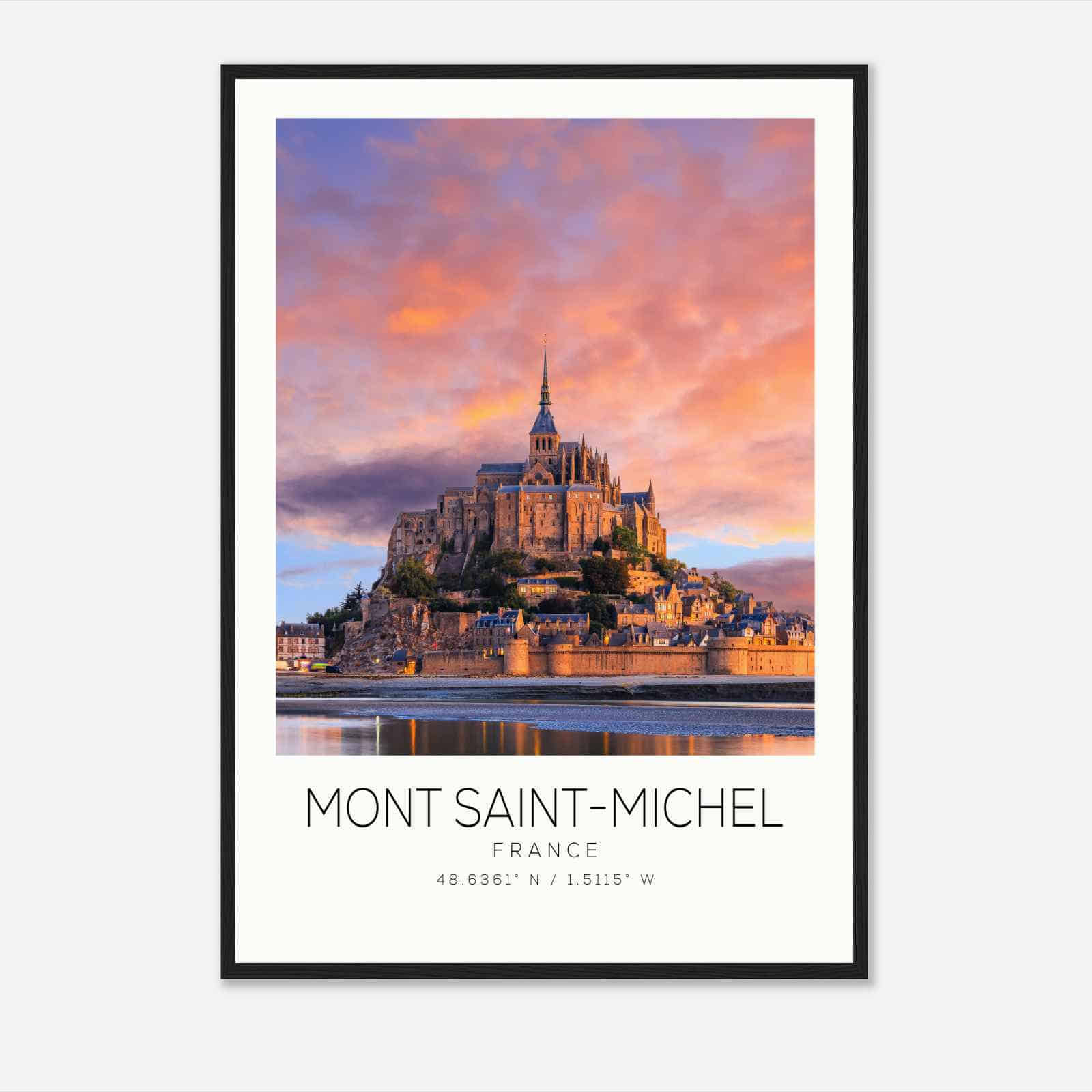 Mont Saint-Michel France Travel Photo Poster, Mont Saint-Michel Travel Print, Minimalist Travel Poster Print