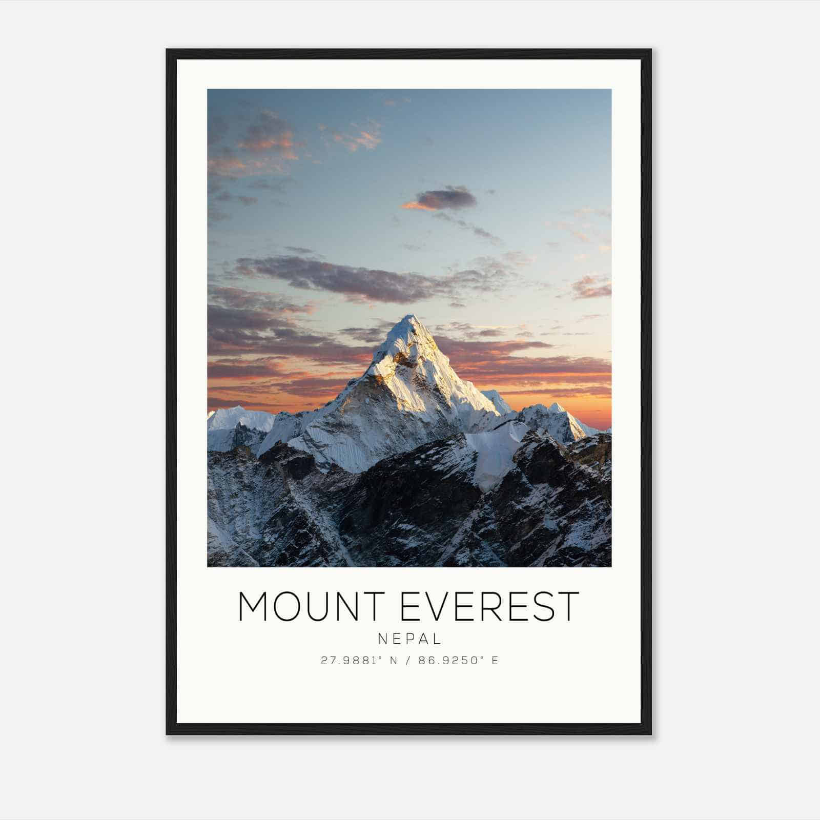 Mount Everest Nepal Travel Photo Poster, Mount Everest Travel Print, Minimalist Travel Poster Print