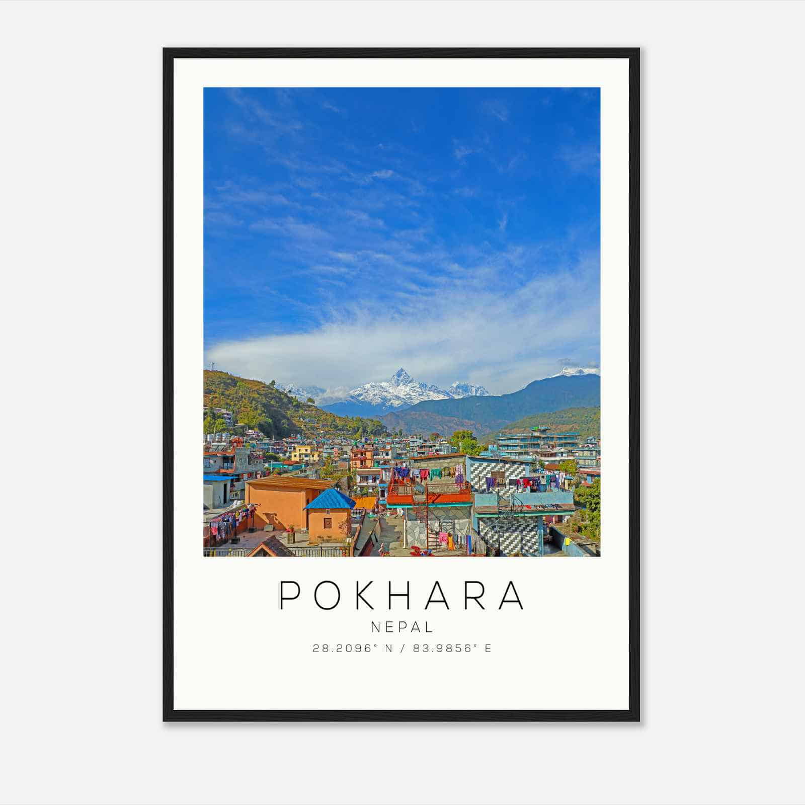 Pokhara Nepal Travel Photo Poster, Pokhara Travel Print, Minimalist Travel Poster Print
