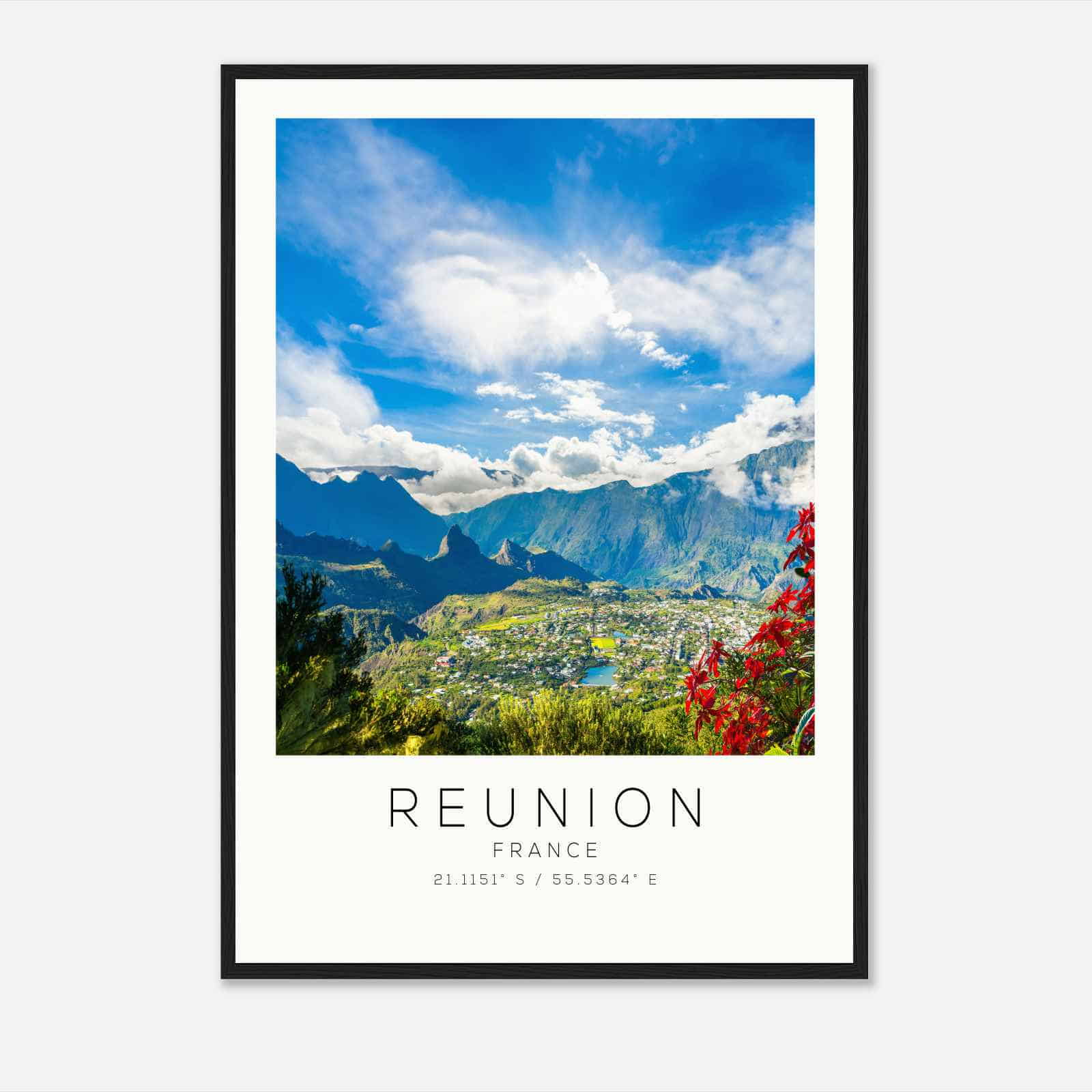 Reunion France Travel Photo Poster, Reunion Travel Print, Minimalist Travel Poster Print