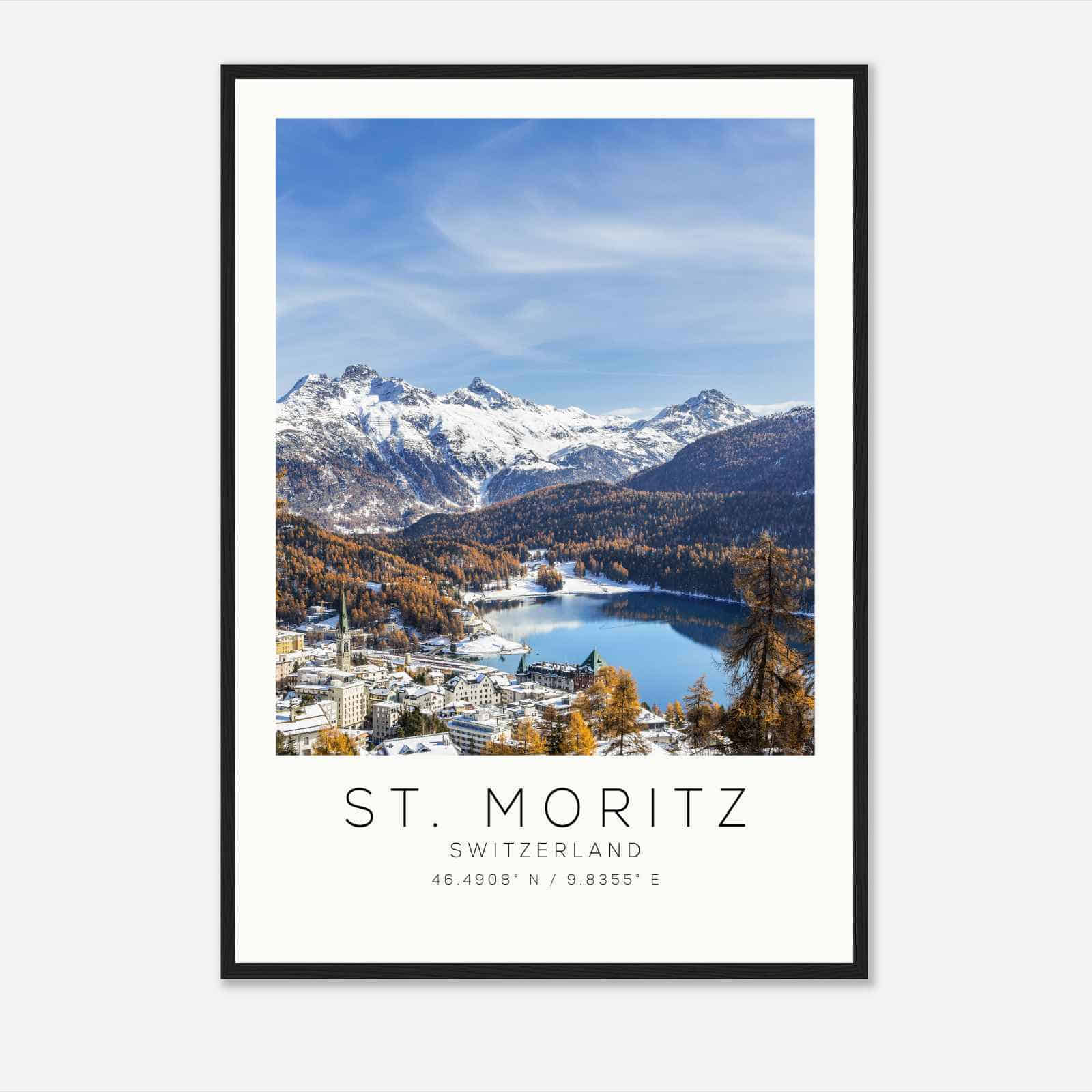 St. Moritz Switzerland Travel Photo Poster, St. Moritz Travel Print, Minimalist Travel Poster Print