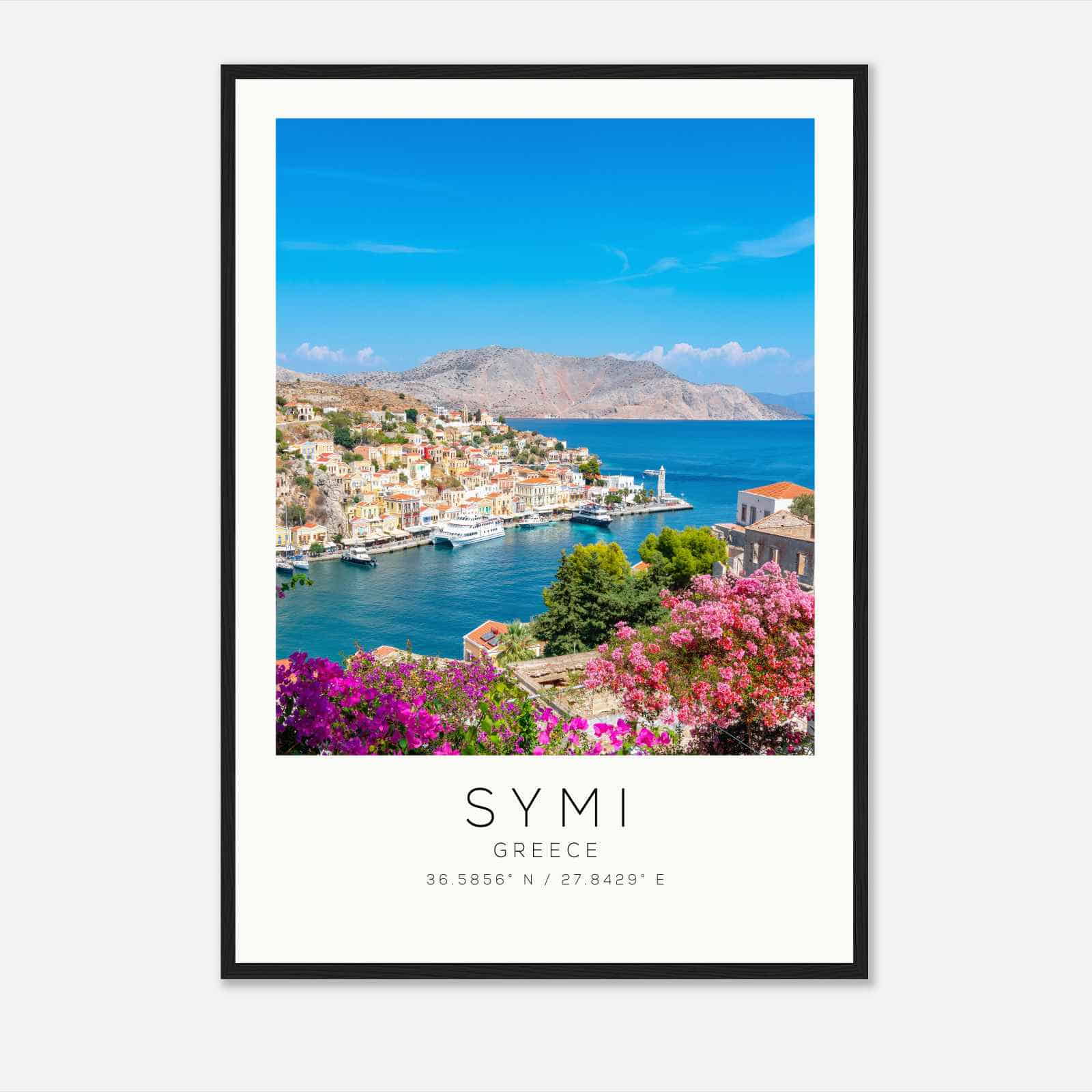 Symi Greece Travel Photo Poster, Symi Travel Print, Minimalist Travel Poster Print