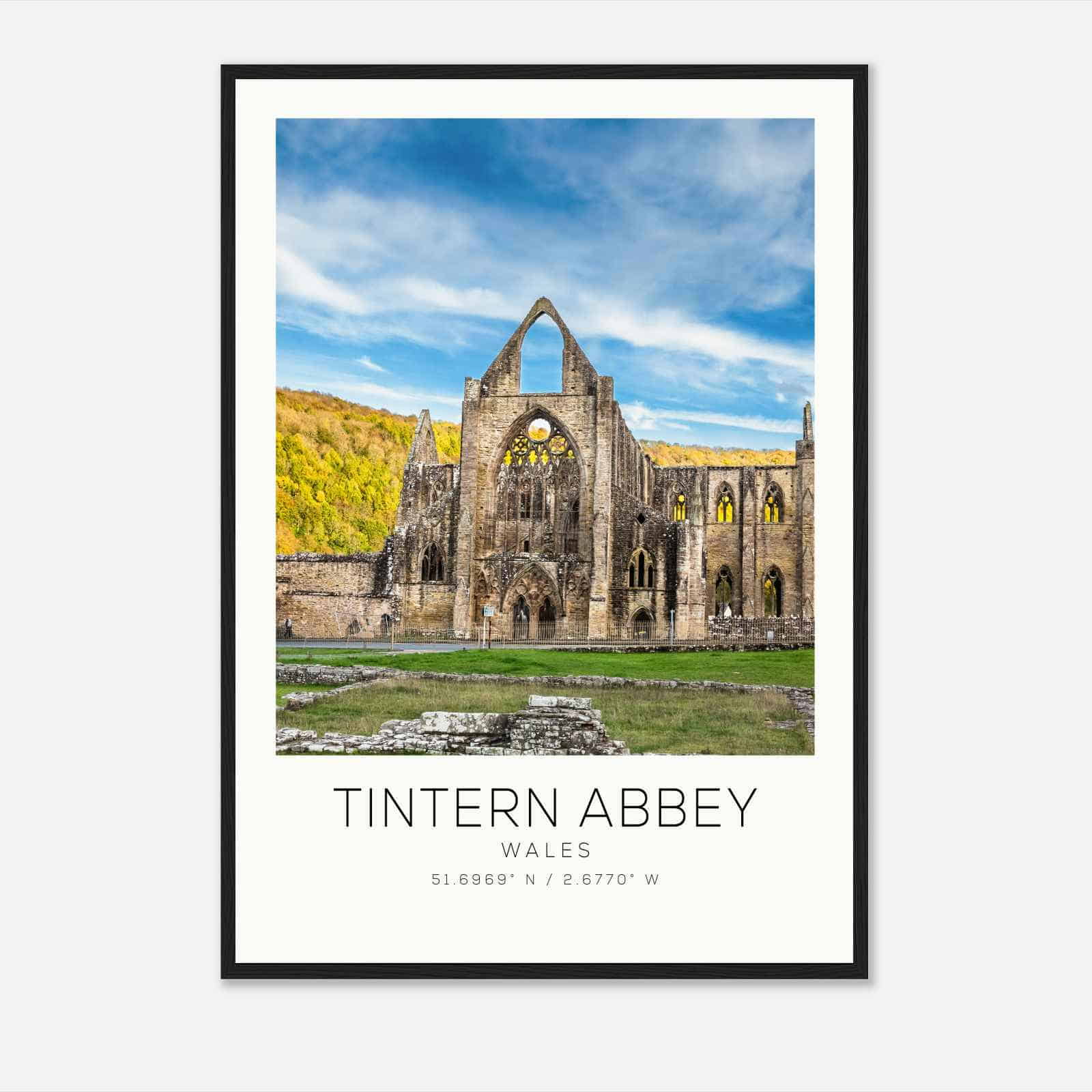 Tintern Abbey Wales Travel Photo Poster, Tintern Abbey Travel Print, Minimalist Travel Poster Print