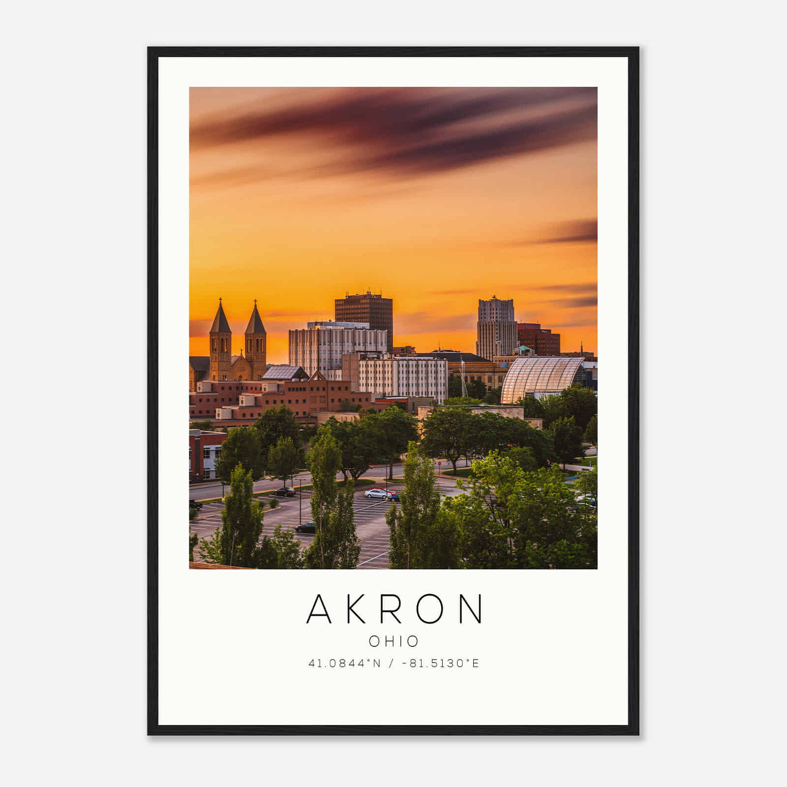Akron Ohio Photo Travel Poster, Akron Travel Print, Minimalist Travel Print DS1
