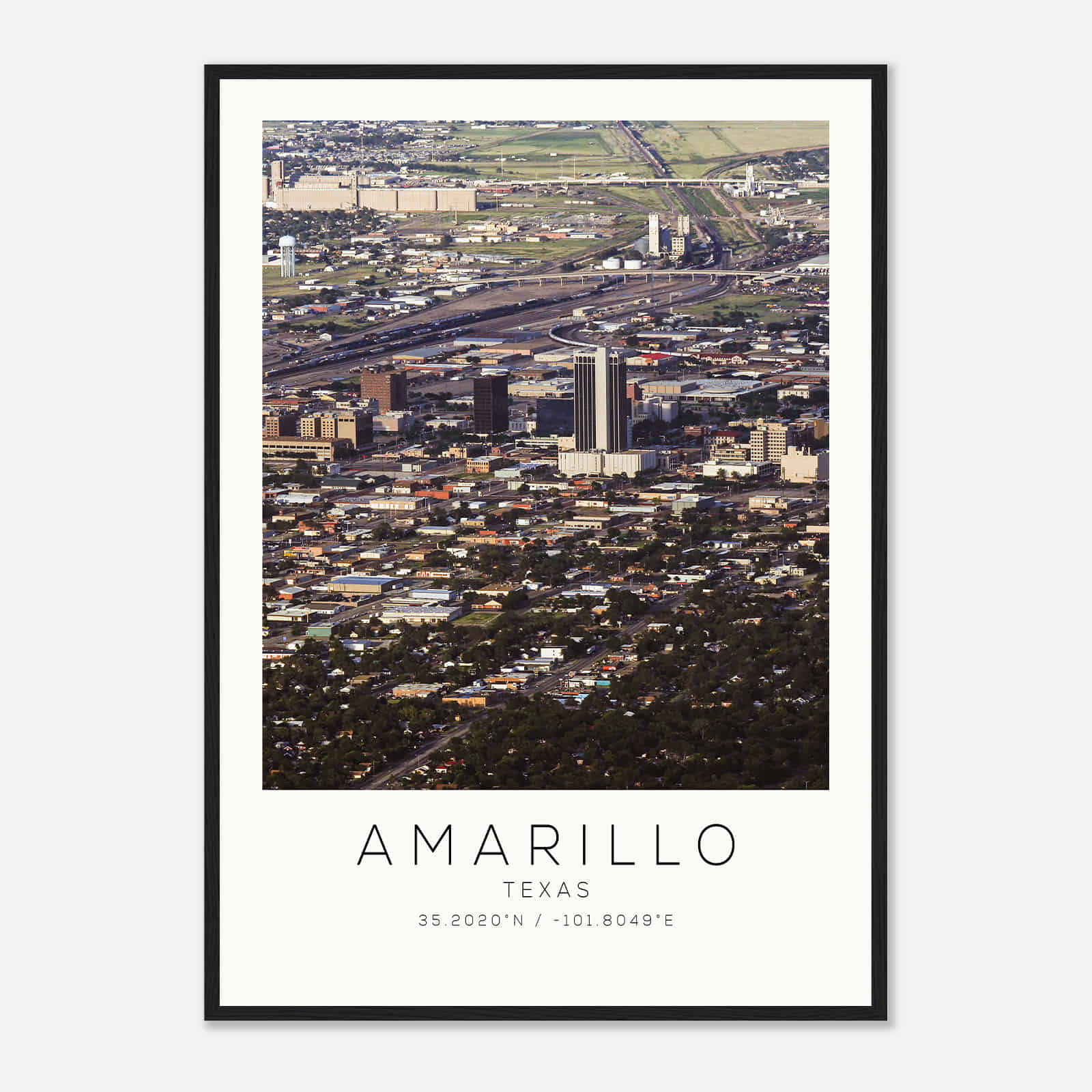 Amarillo Texas Photo Travel Poster, Amarillo Travel Print, Minimalist Travel Print