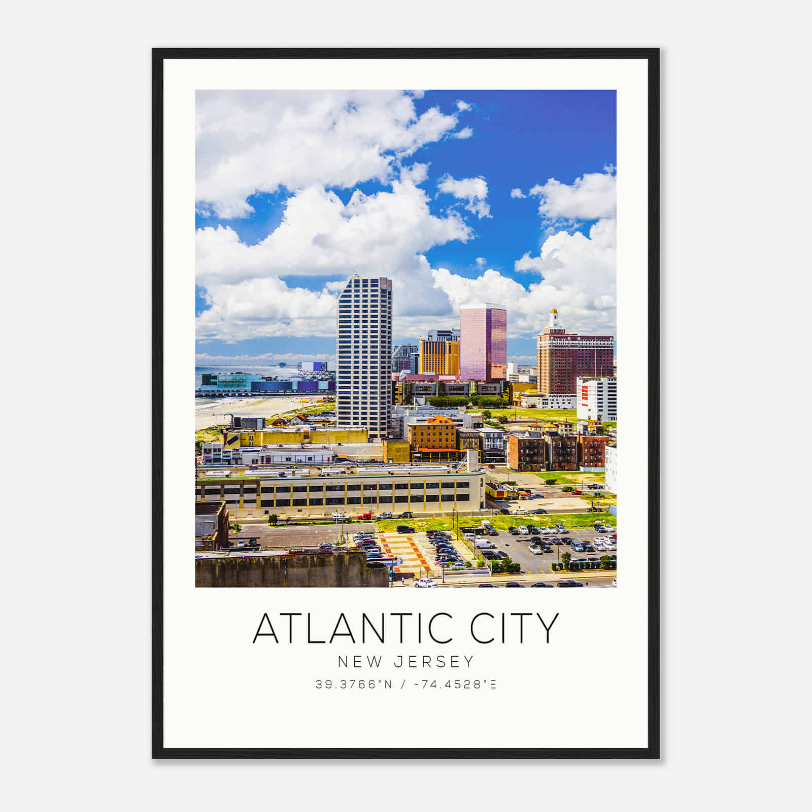 Atlantic City New Jersey Photo Travel Poster, Atlantic City Travel Print, Minimalist Travel Print