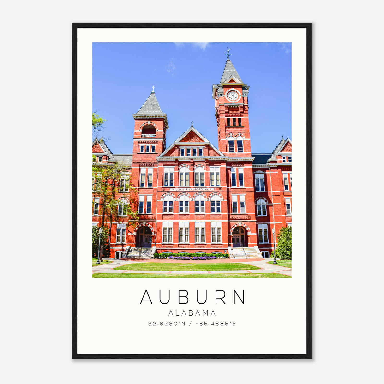 Auburn Alabama Photo Travel Poster, Auburn Travel Print, Minimalist Travel Print