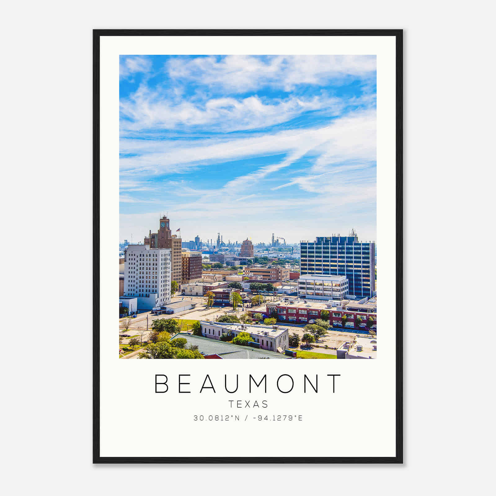 Beaumont Texas Photo Travel Poster, Beaumont Travel Print, Minimalist Travel Print DS2