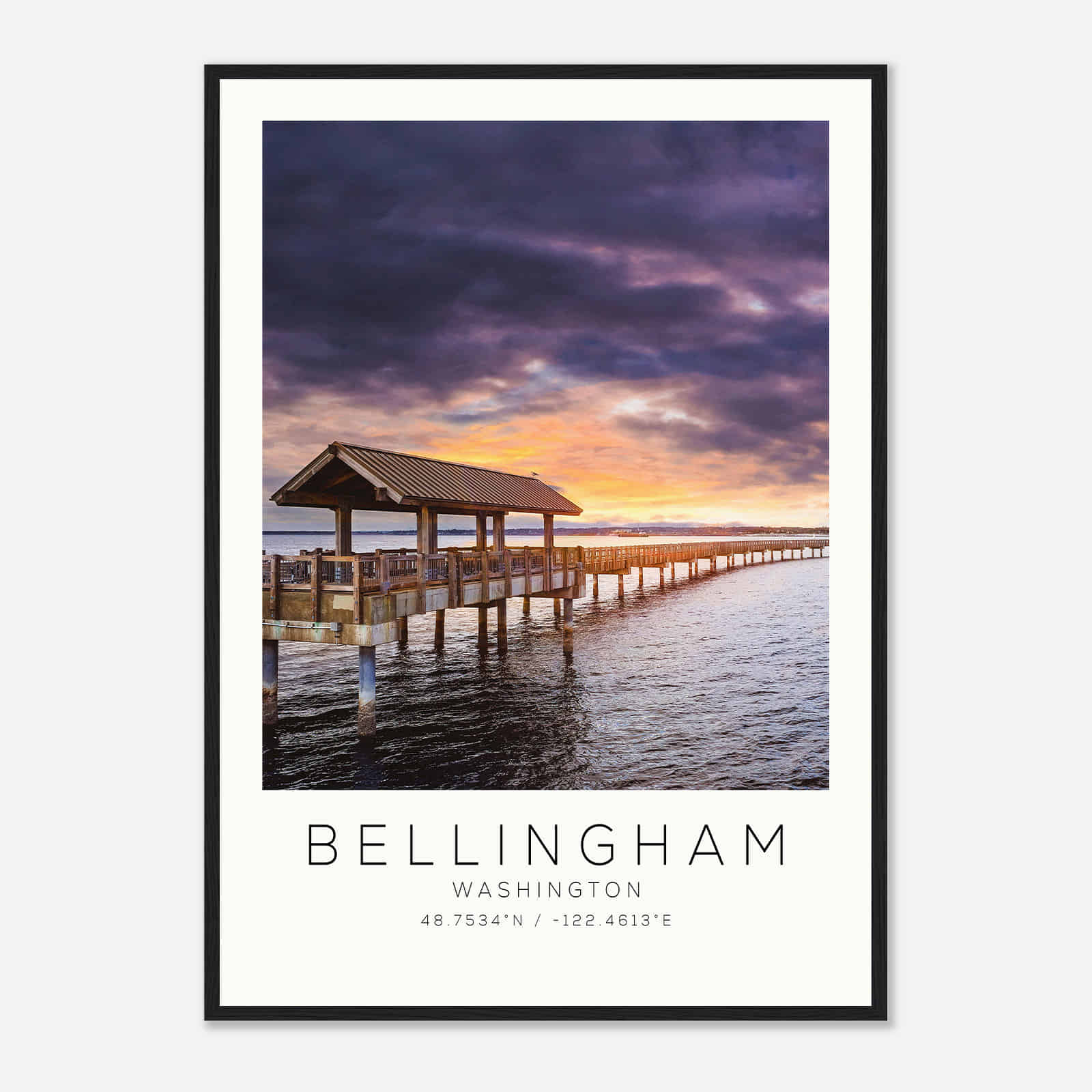 Bellingham Washington Photo Travel Poster, Bellingham Travel Print, Minimalist Travel Print