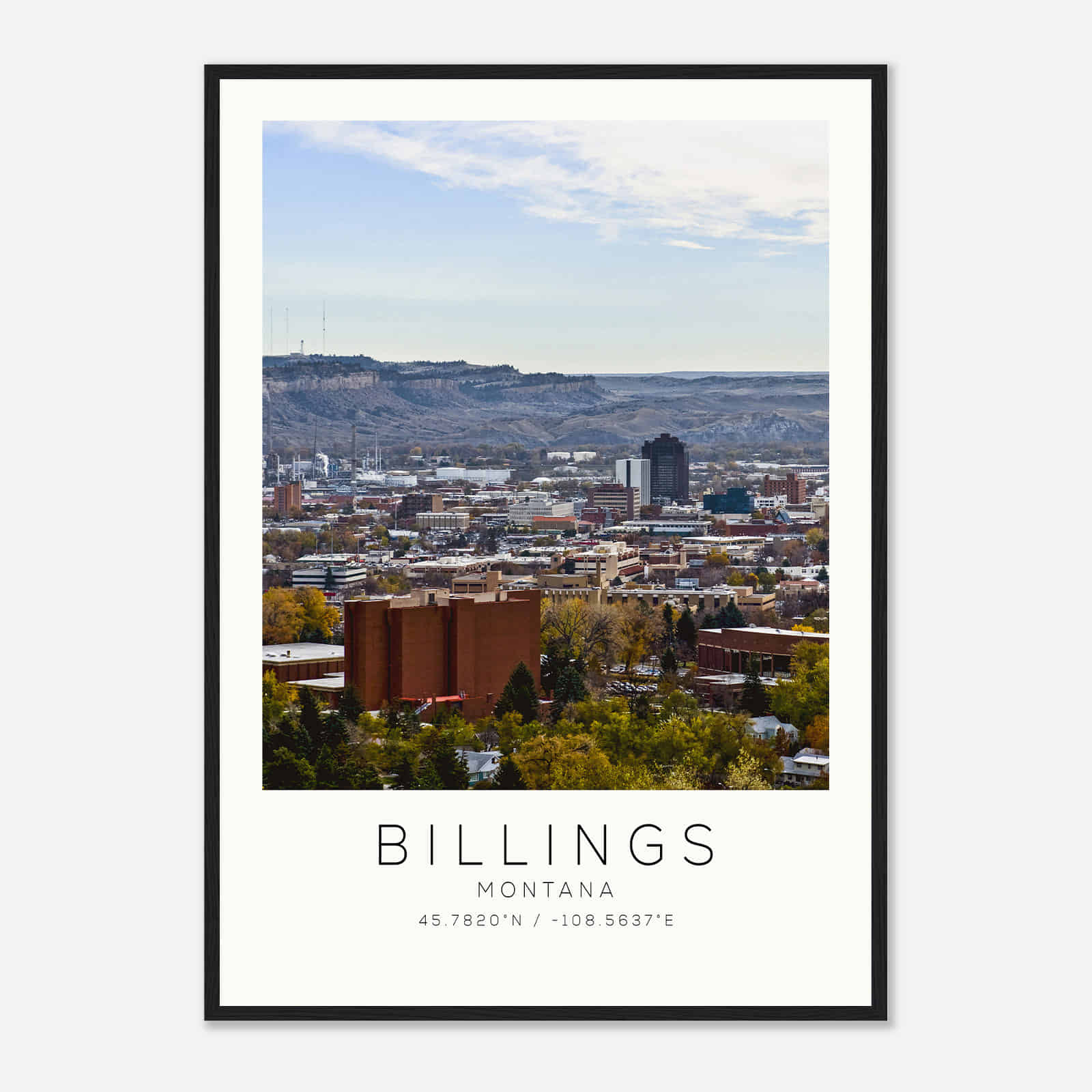 Billings Montana Photo Travel Poster, Billings Travel Print, Minimalist Travel Print
