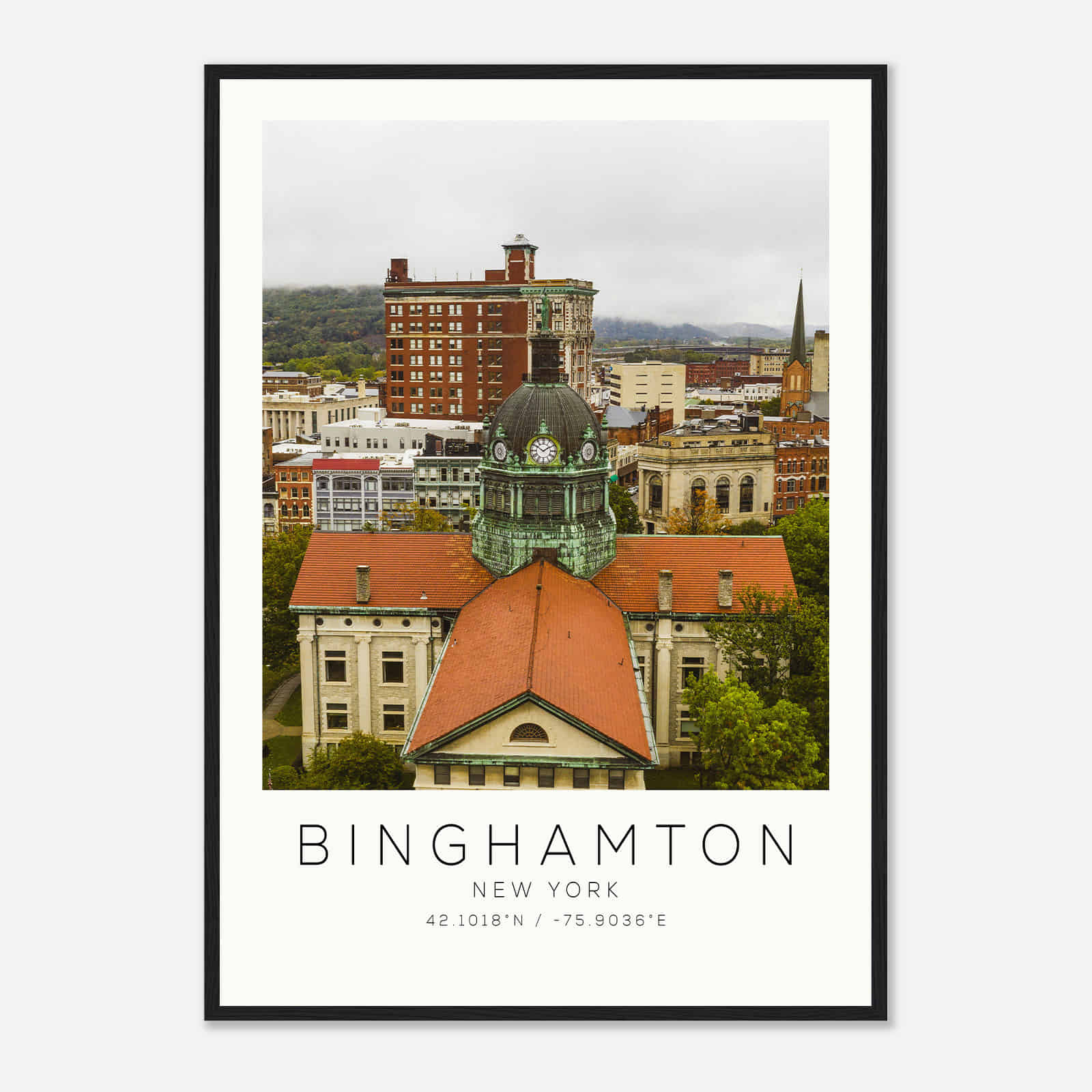 Binghamton New York Photo Travel Poster, Binghamton Travel Print, Minimalist Travel Print