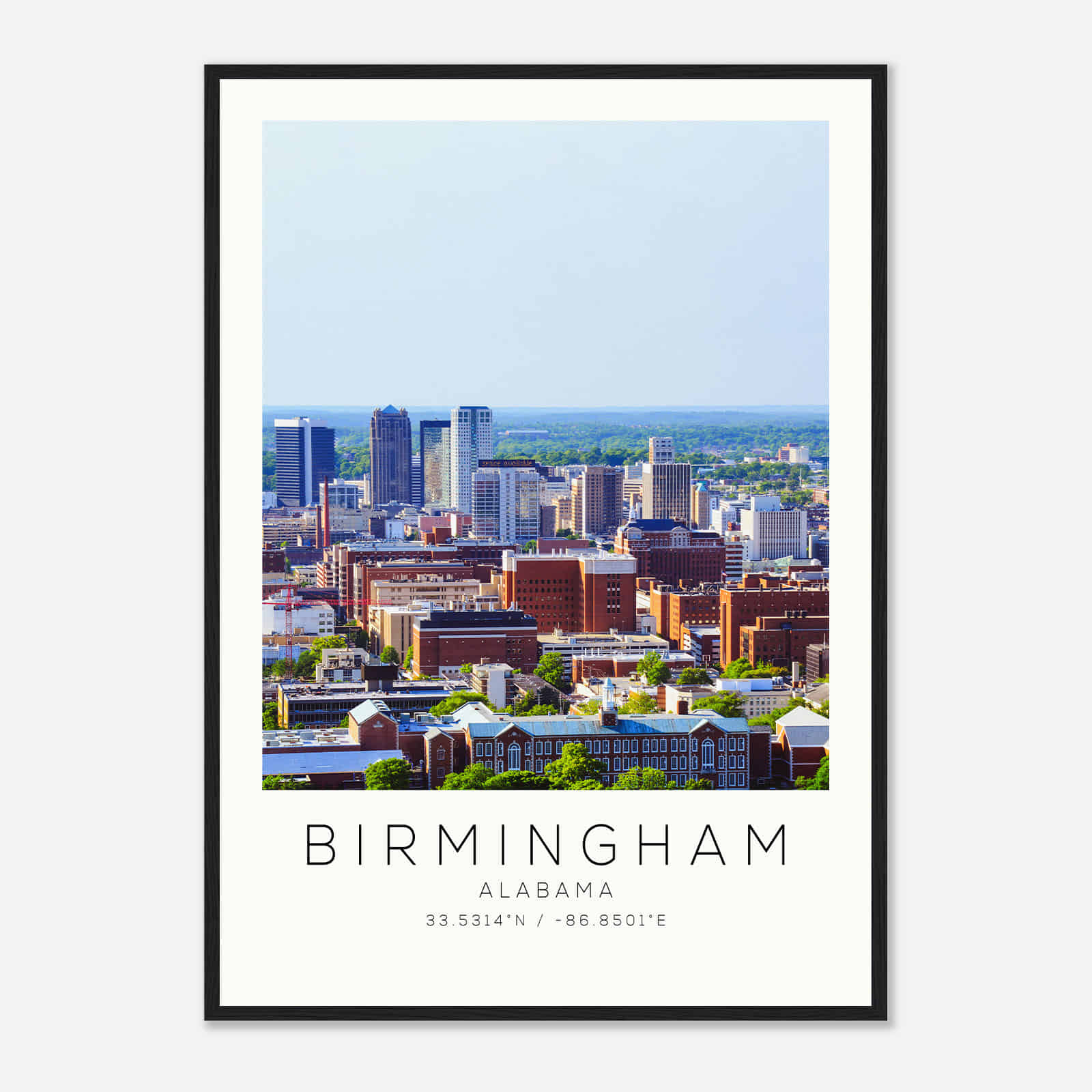 Birmingham Alabama Photo Travel Poster, Birmingham Alabama Travel Print, Minimalist Travel Print