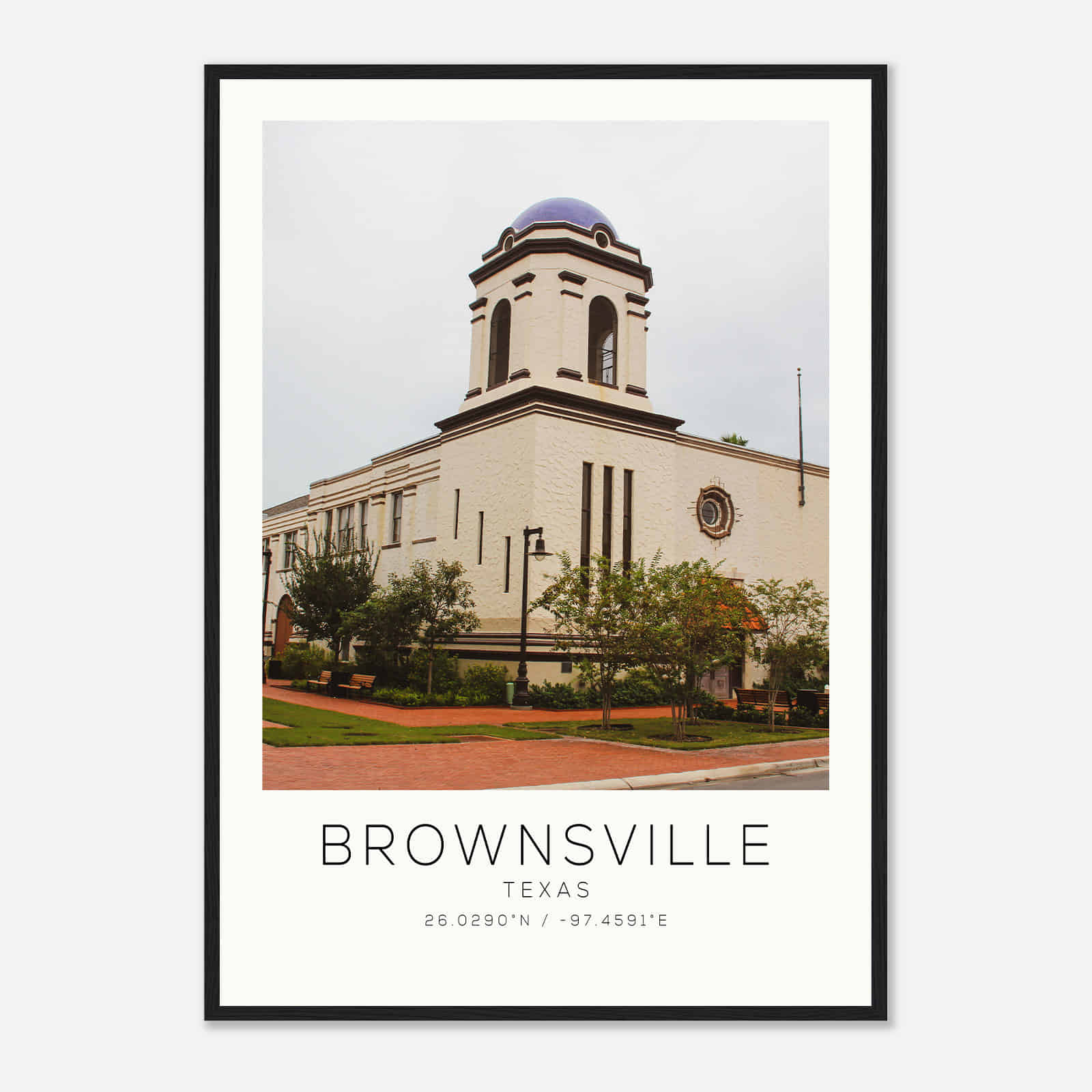 Brownsville Texas Photo Travel Poster, Brownsville Travel Print, Minimalist Travel Print