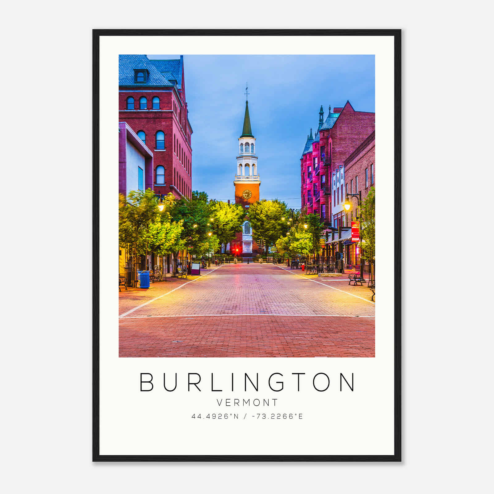 Burlington Vermont Photo Travel Poster, Burlington Travel Print, Minimalist Travel Print