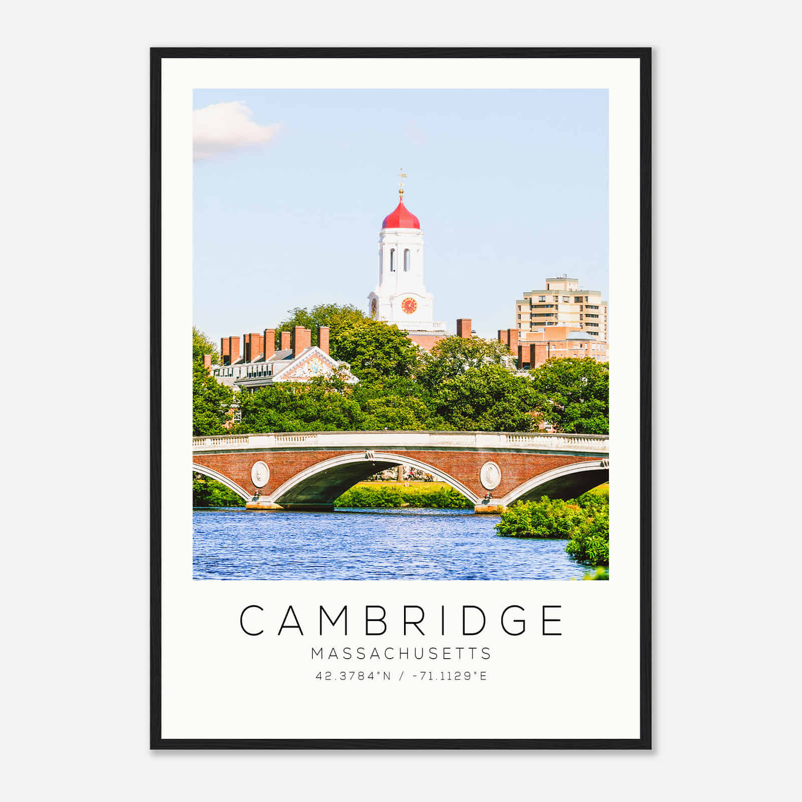 Cambridge Massachusetts Photo Travel Poster, Cambridge Travel Print, Minimalist Travel Print DS2