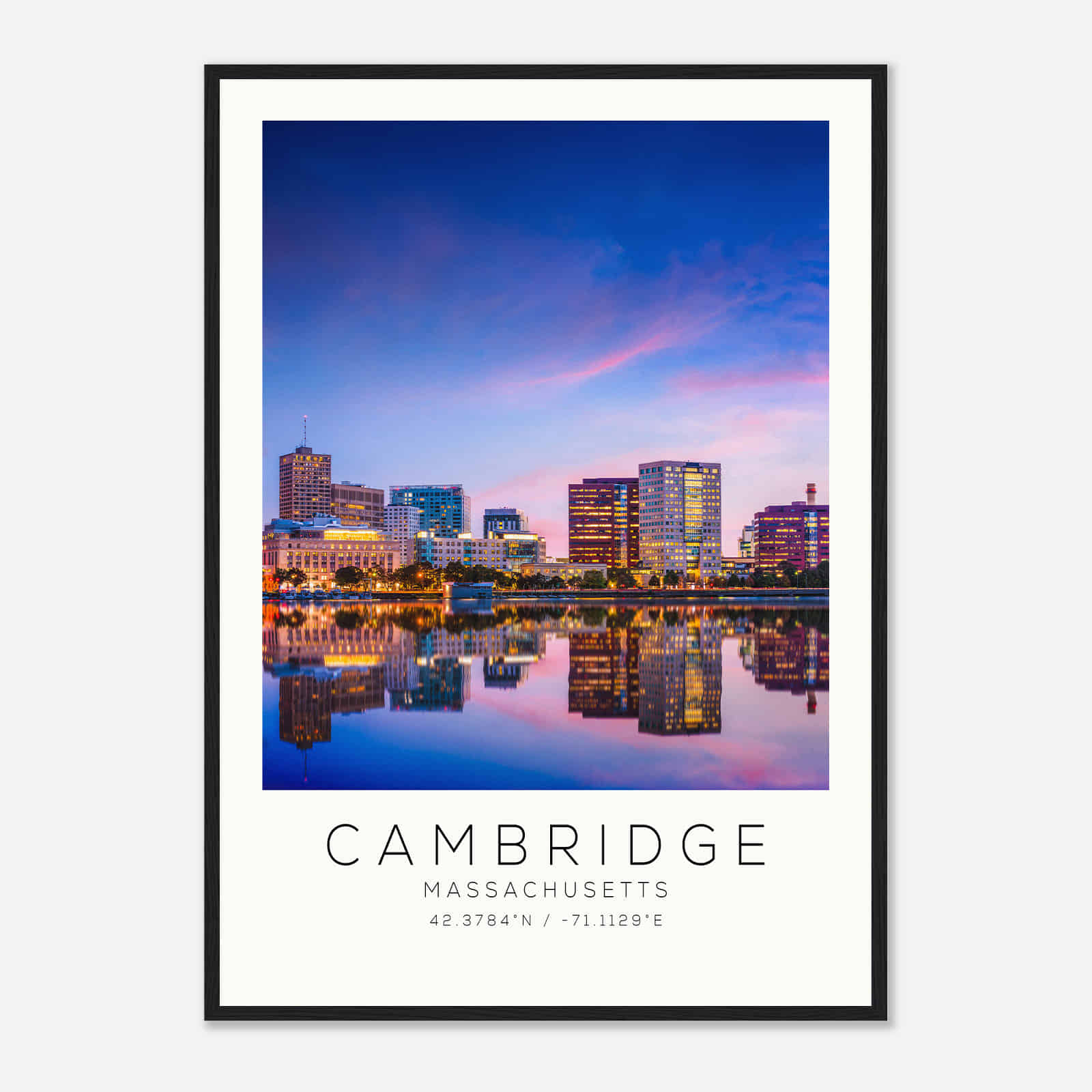 Cambridge Massachusetts Photo Travel Poster, Cambridge Travel Print, Minimalist Travel Print