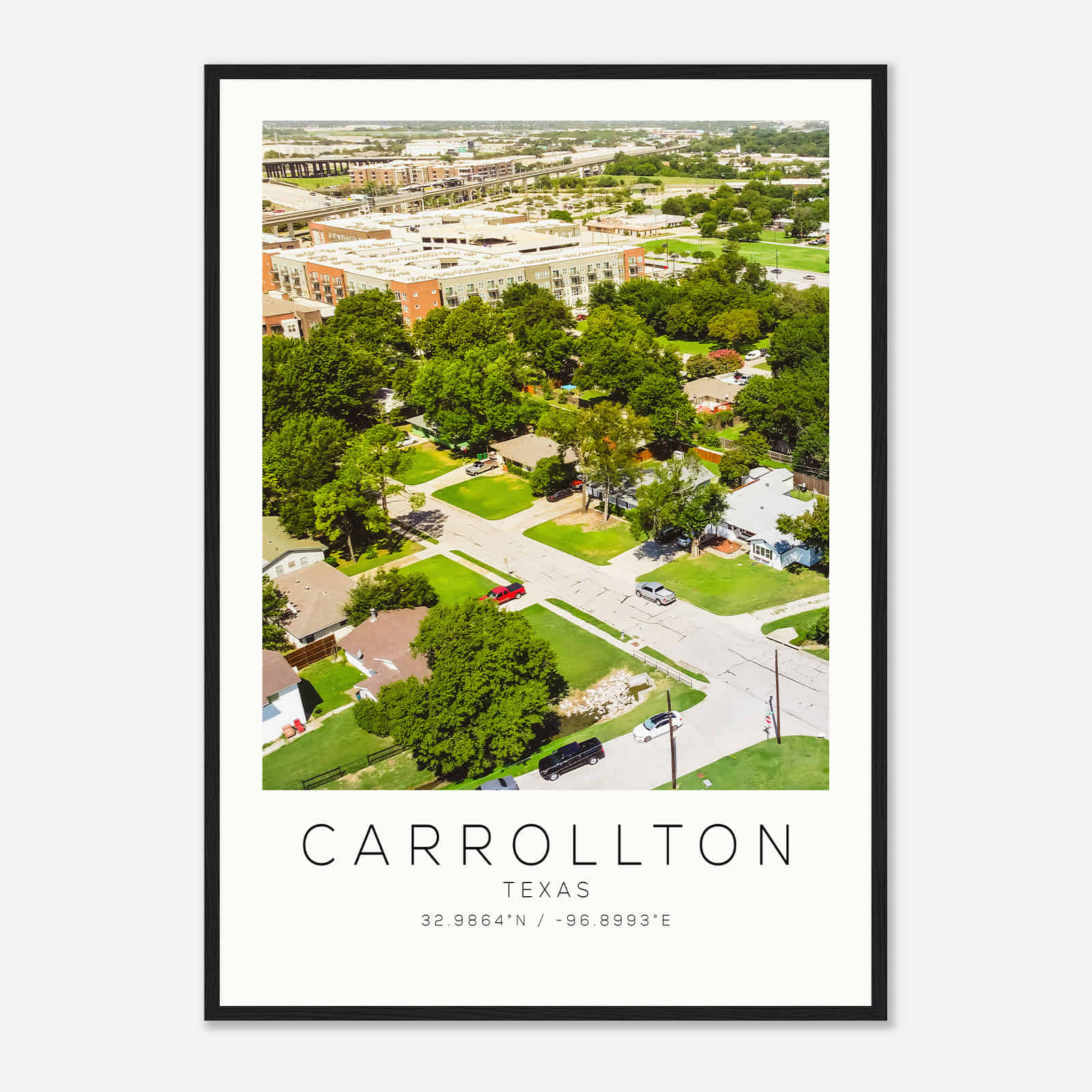 Carrollton Texas Photo Travel Poster, Carrollton Travel Print, Minimalist Travel Print