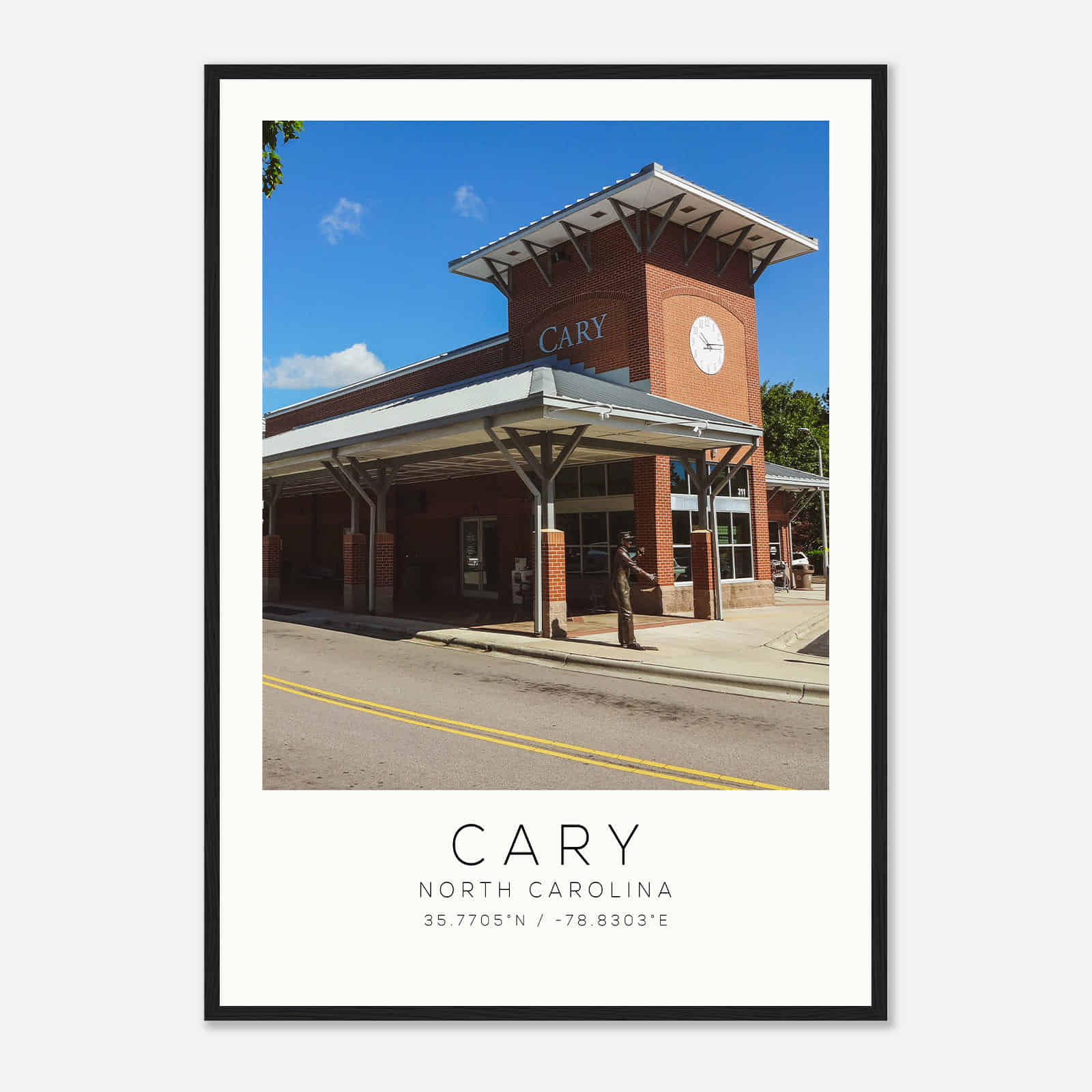 Cary North Carolina Photo Travel Poster, Cary Travel Print, Minimalist Travel Print