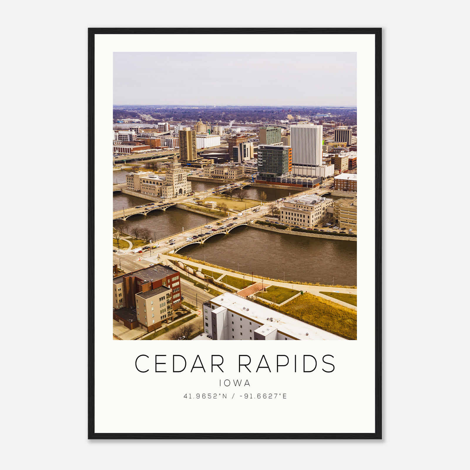 Cedar Rapids Iowa Photo Travel Poster, Cedar Rapids Travel Print, Minimalist Travel Print