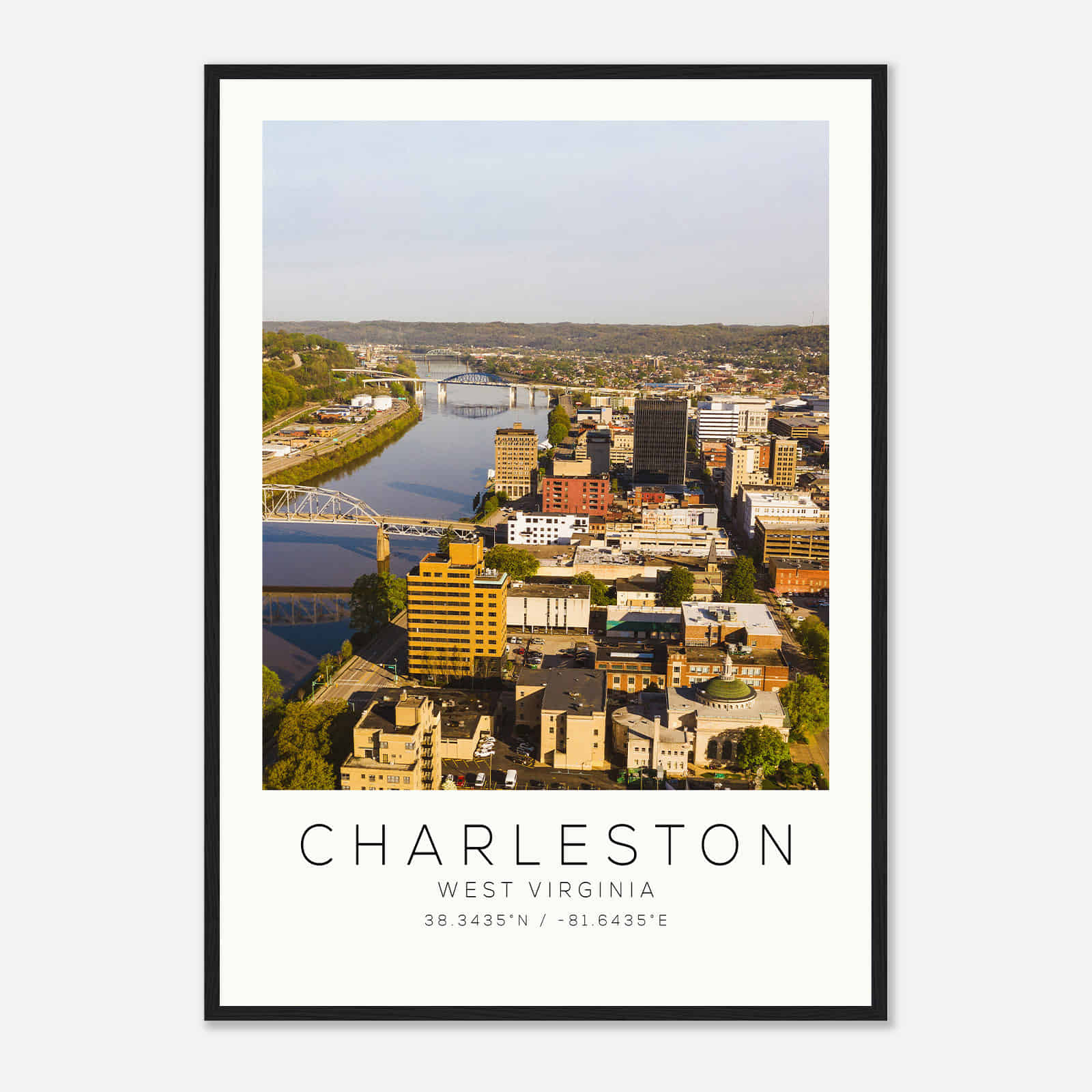 Charleston West Virginia Photo Travel Poster, Charleston Travel Print, Minimalist Travel Print DS2