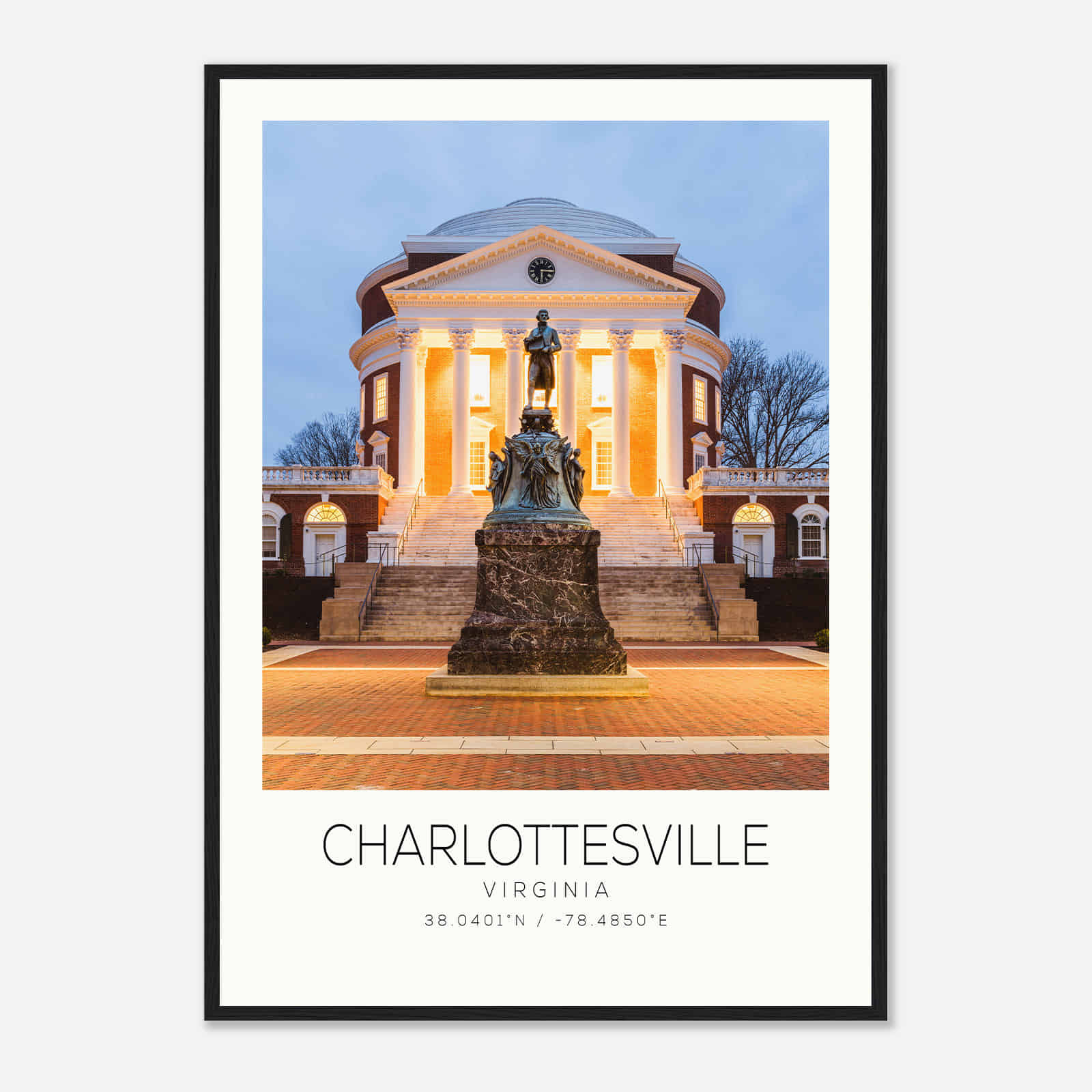 Charlottesville Virginia Photo Travel Poster, Charlottesville Travel Print, Minimalist Travel Print DS2
