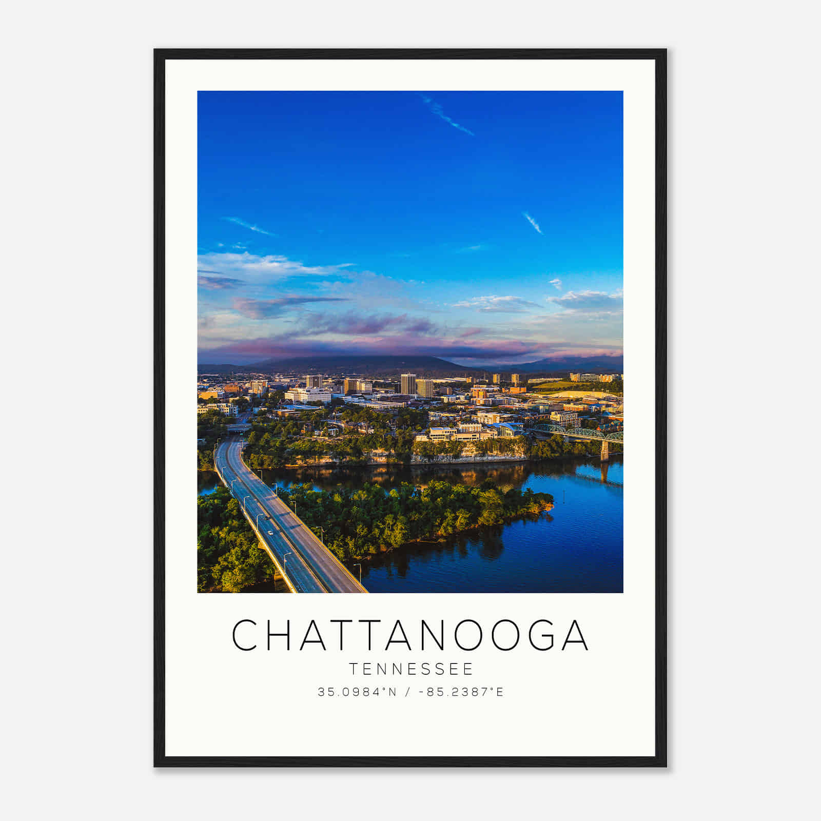 Chattanooga Tennessee Photo Travel Poster, Chattanooga Travel Print, Minimalist Travel Print DS2