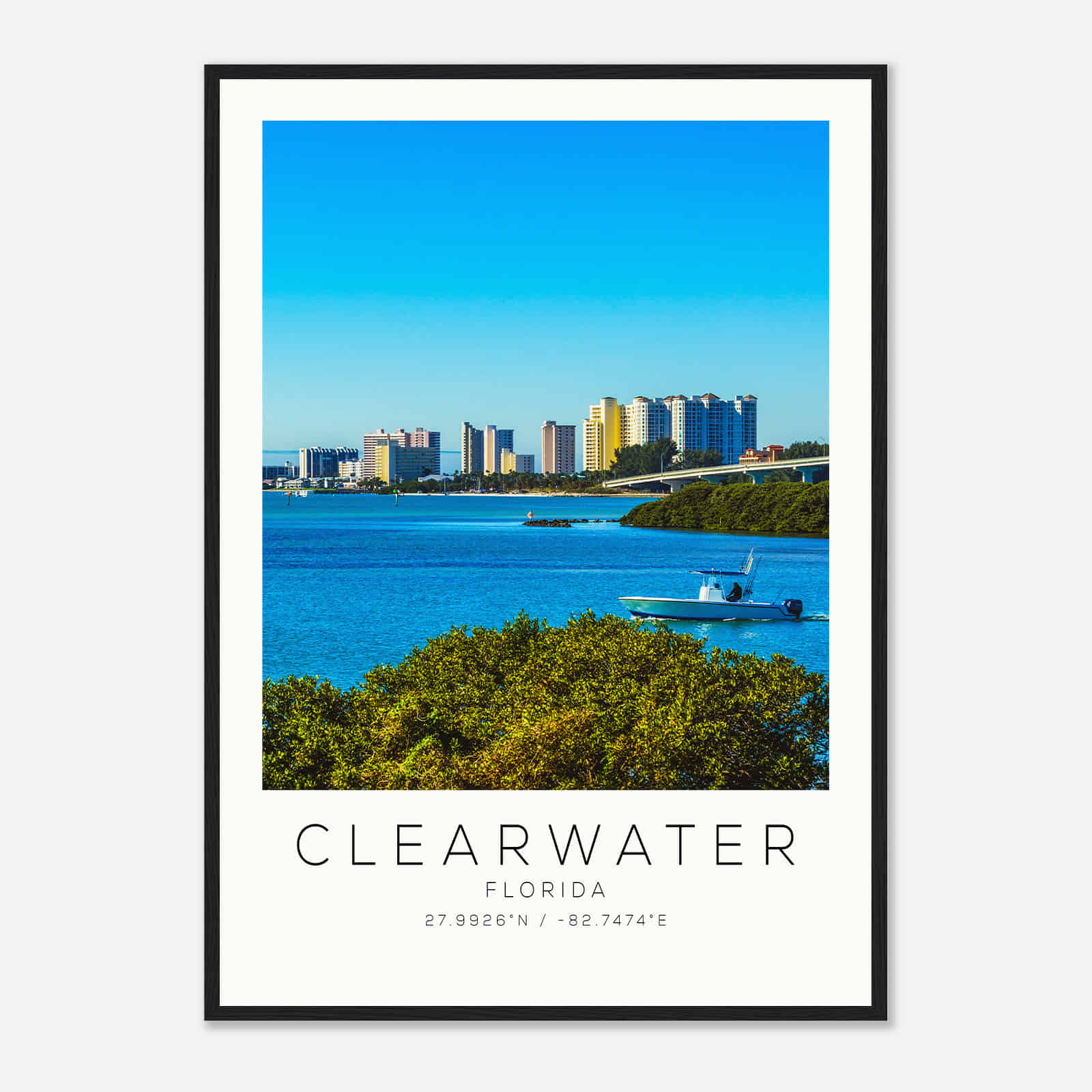 Clearwater Florida Photo Travel Poster, Clearwater Travel Print, Minimalist Travel Print DS2